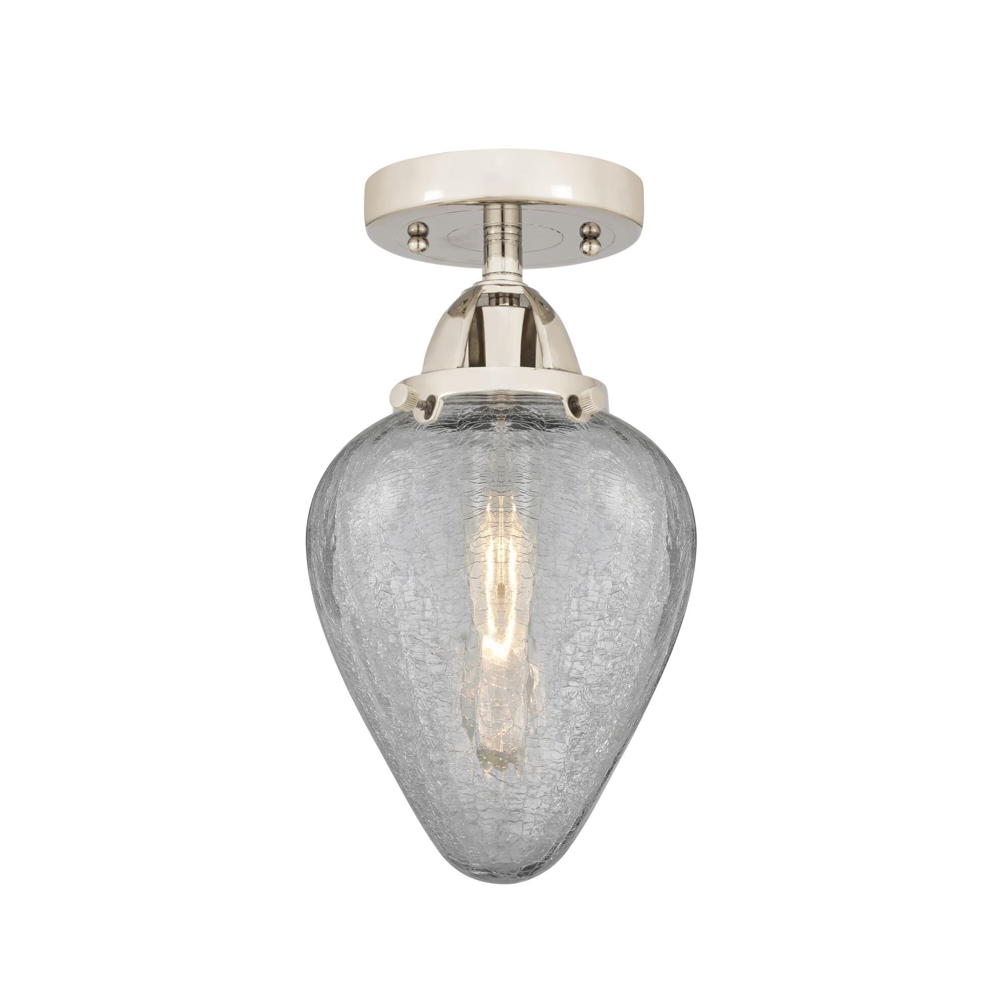 Shown in Polished Nickel finish and Clear Crackle Geneseo glass and No Shade shade