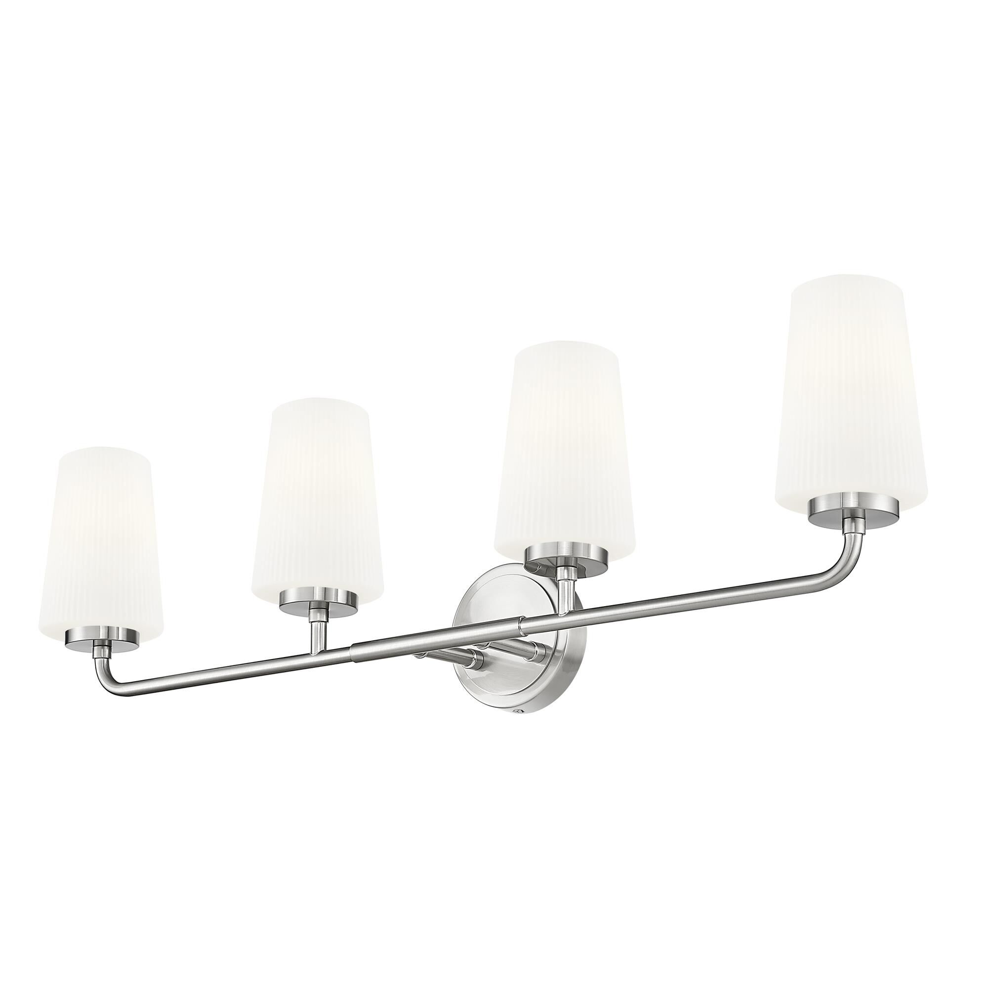 Shown in Brushed Nickel finish and Matte Opal glass and Matte Opal shade