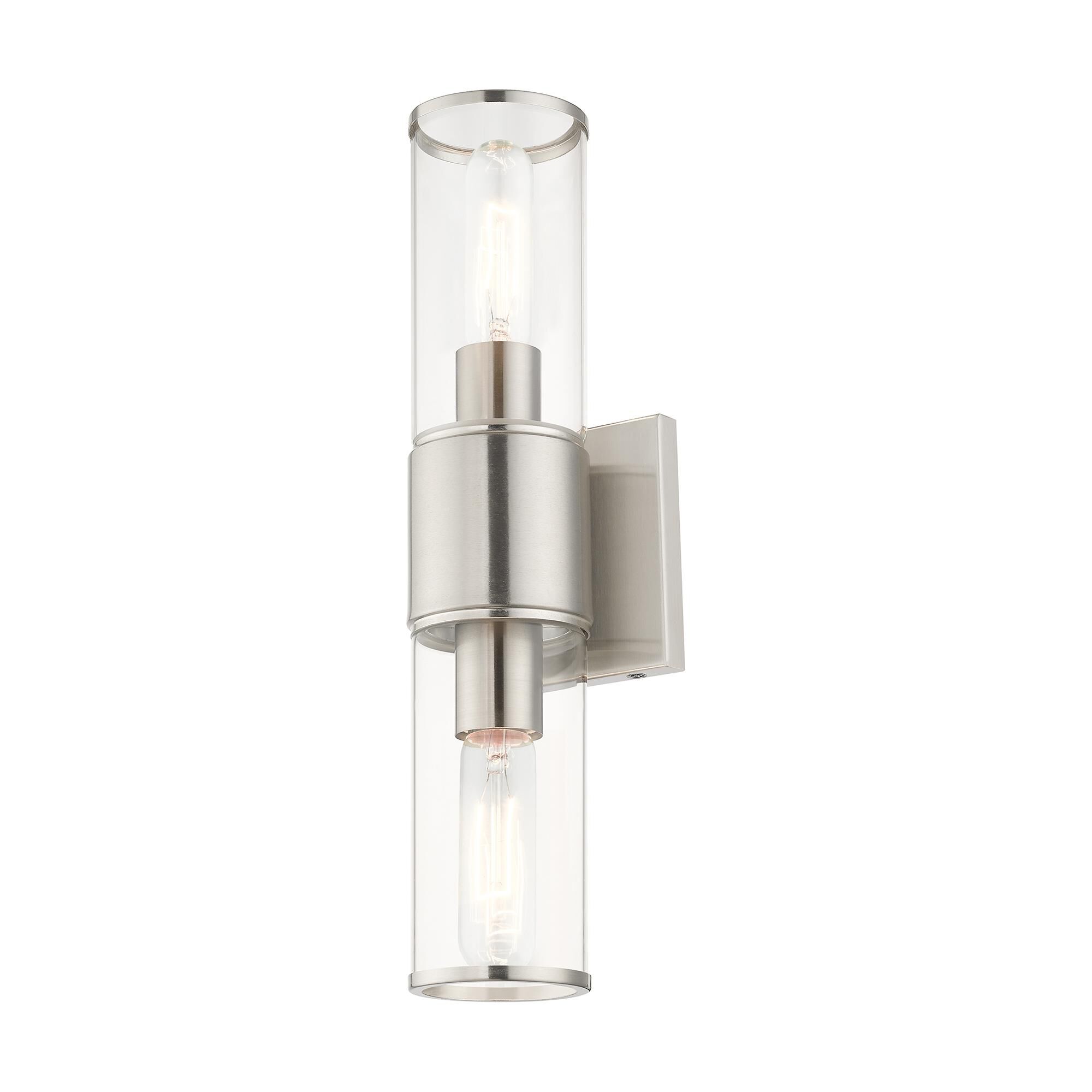 Shown in Brushed Nickel finish and Clear  glass