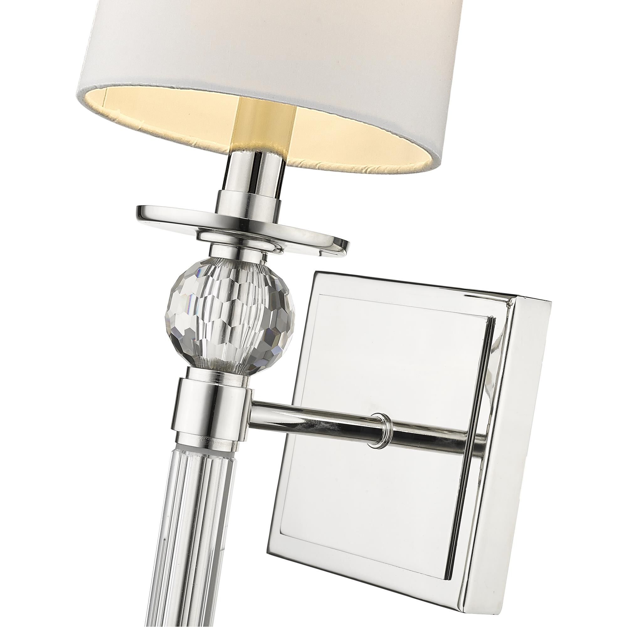 Shown in Polished Nickel finish and Fabric glass and Fabric shade
