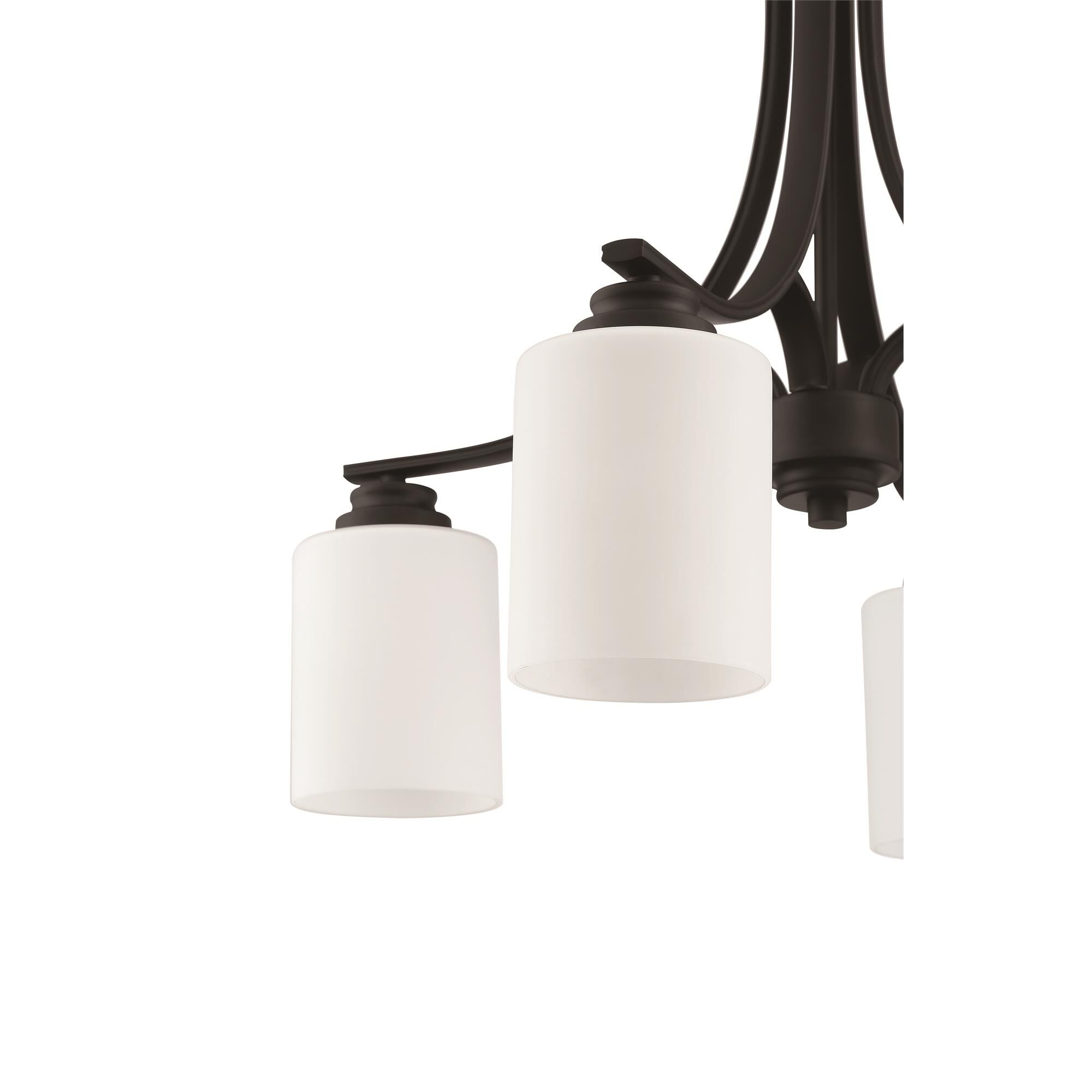 Shown in Flat Black finish and White Frosted glass and Glass shade