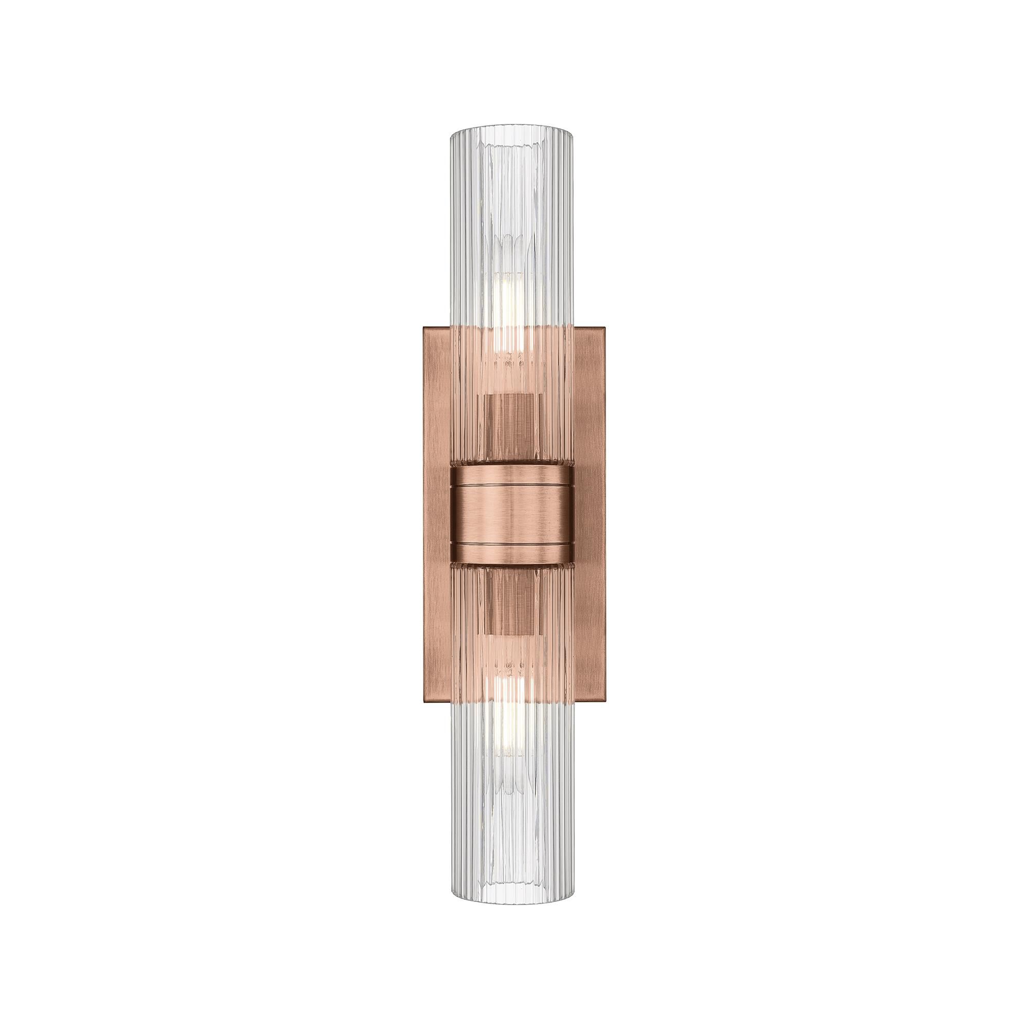 Shown in Antique Copper finish and Striped Clear glass