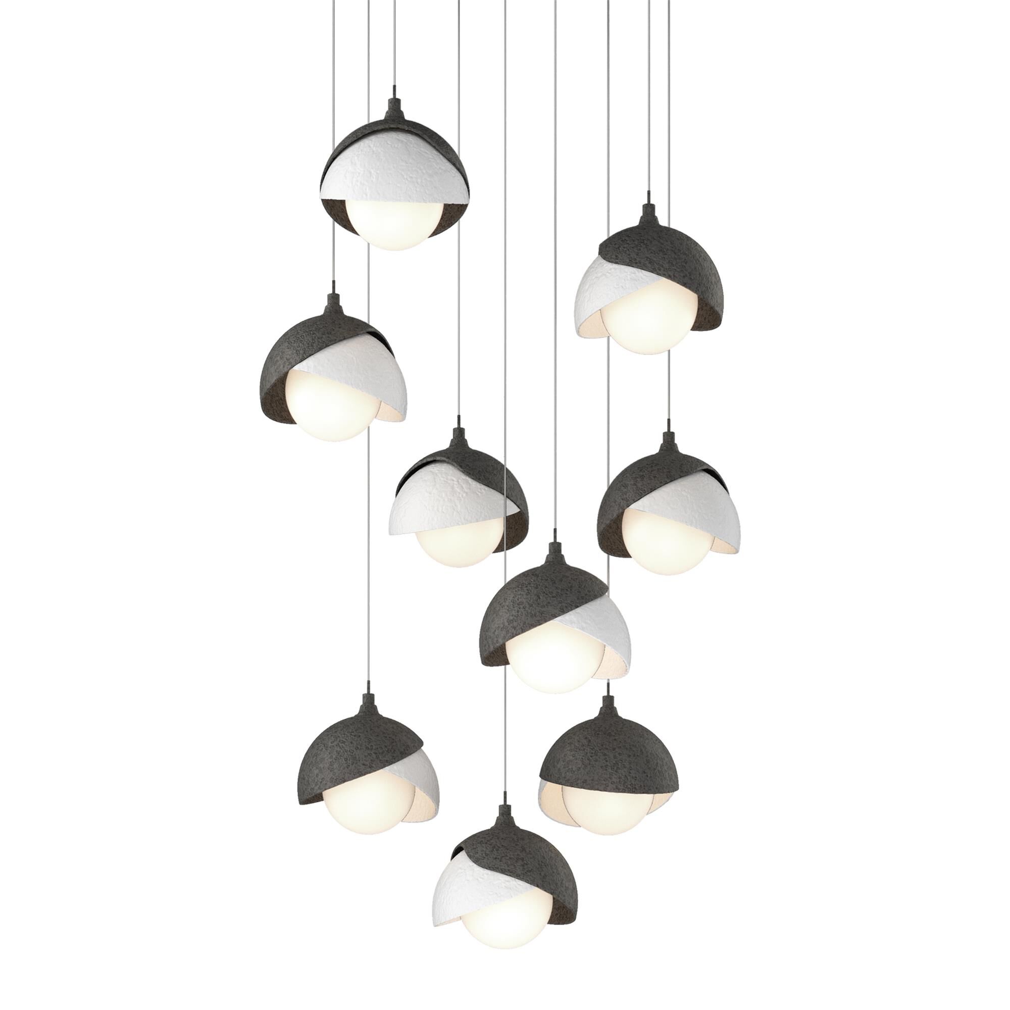 Shown in Natural Iron finish and Opal glass