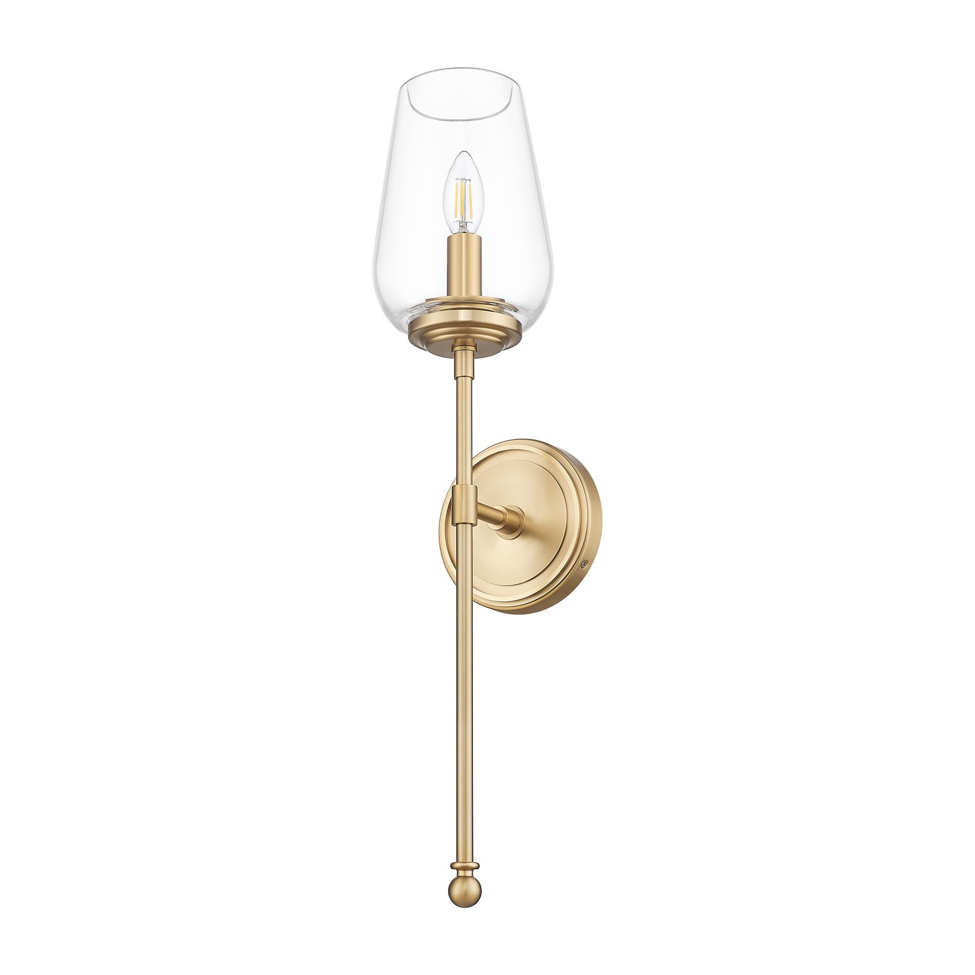 Shown in Modern Gold finish and Clear glass
