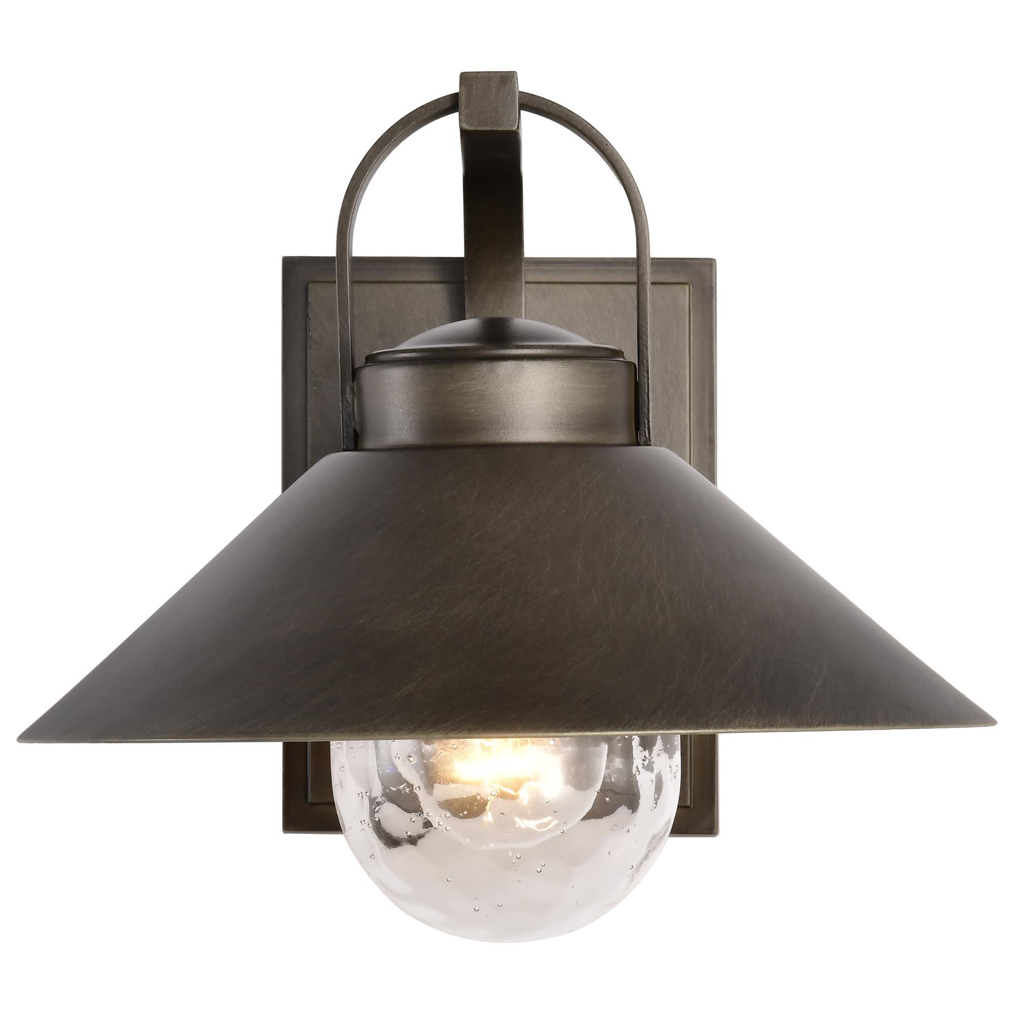 Shown in Bronze finish and Clear Seeded glass