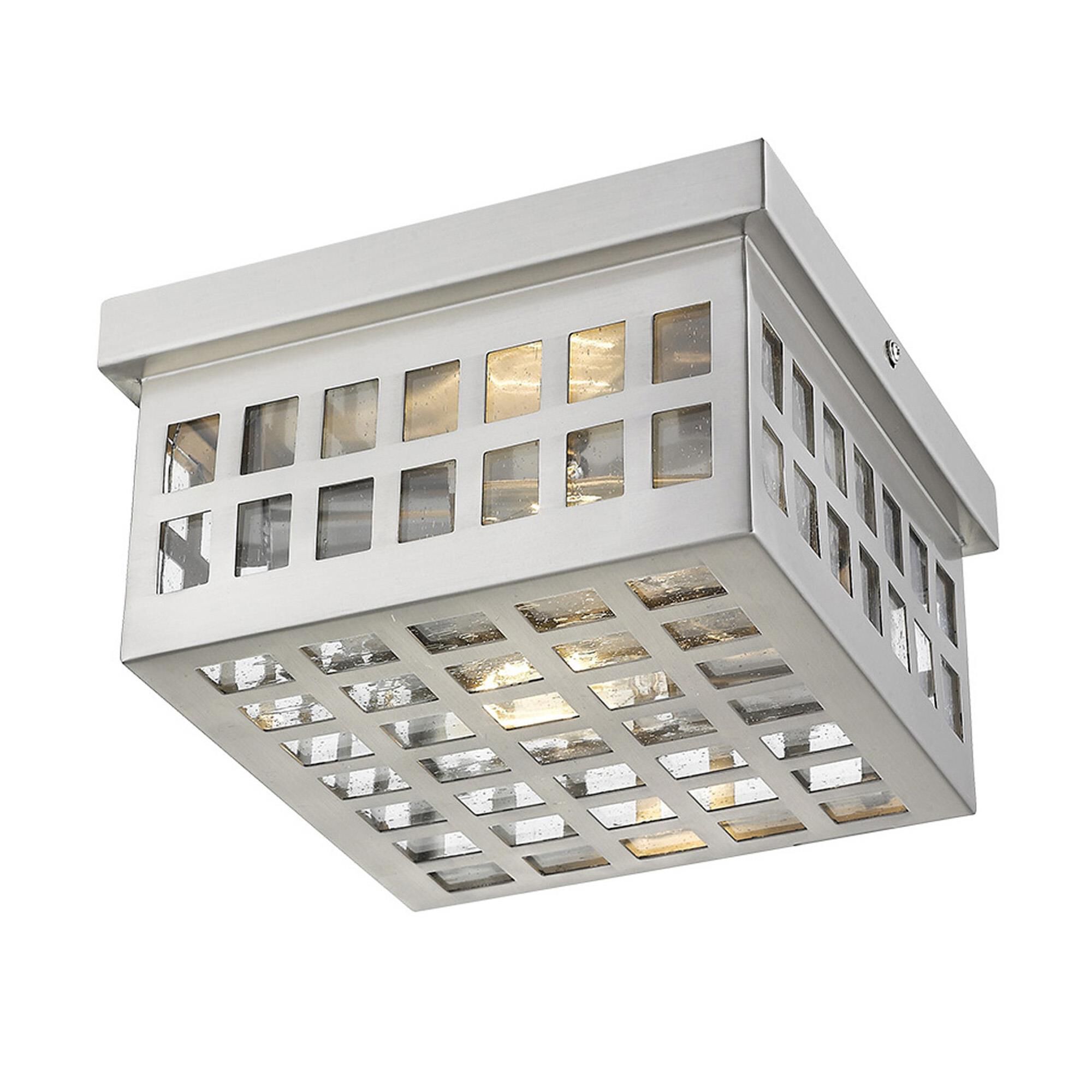 Shown in Satin Nickel finish and Clear glass and Clear, Seedy Glass Panes shade