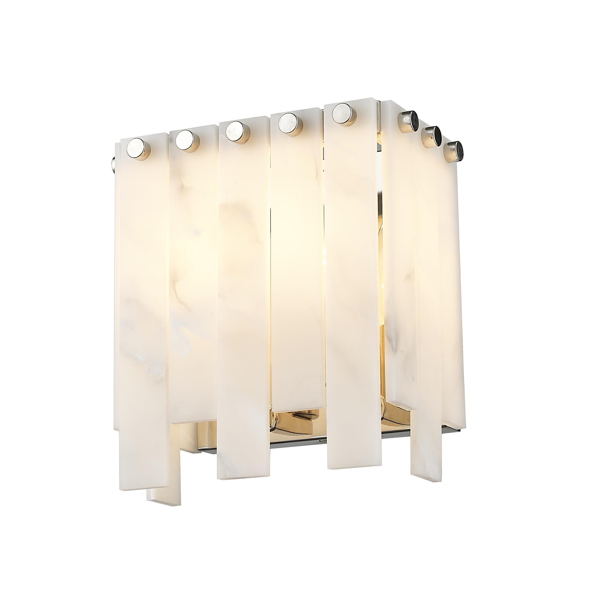 Shown in Polished Nickel finish and Alabaster Resin shade