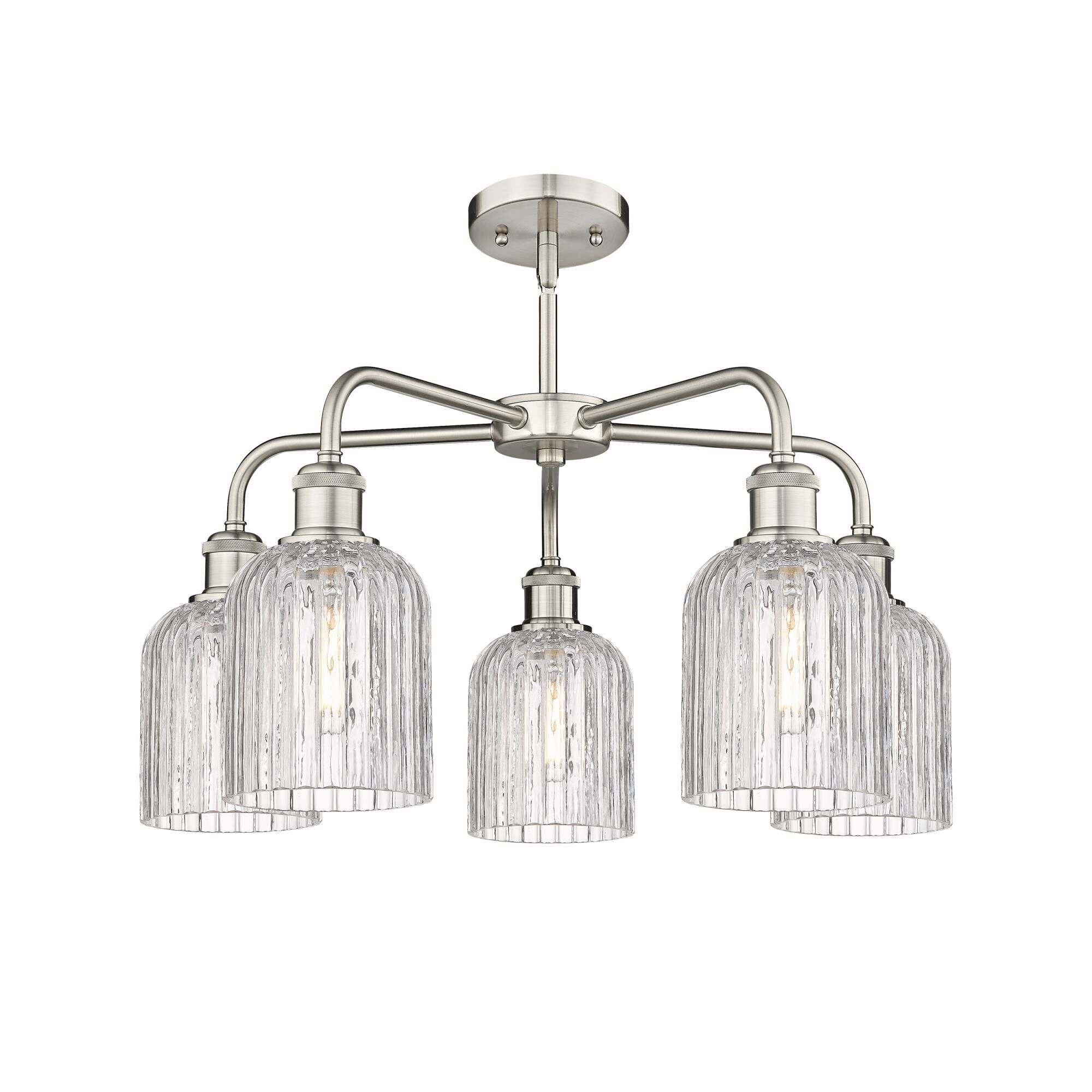 Shown in Satin Nickel finish and Clear glass