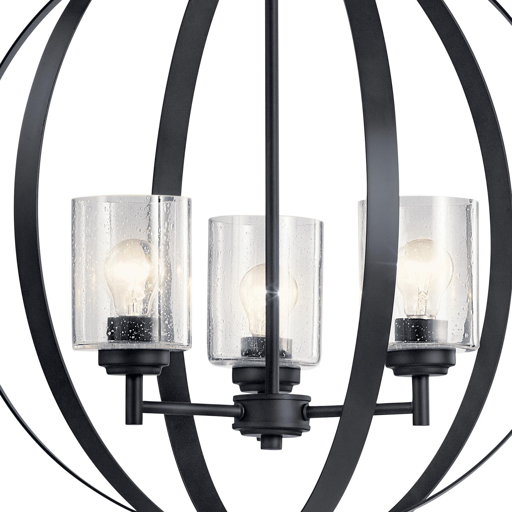 Shown in Black finish and Clear Seeded glass