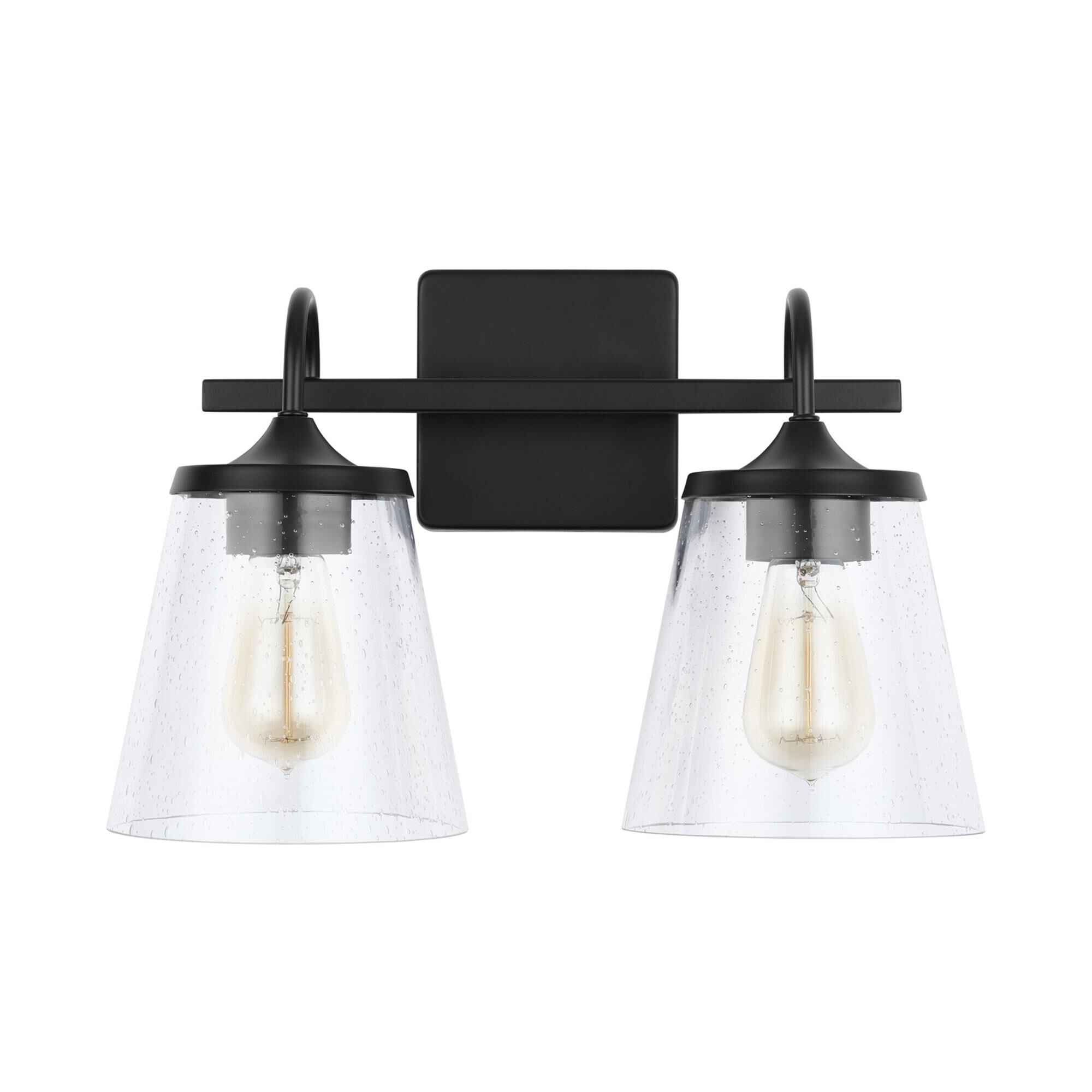 Shown in Matte Black finish and Clear Seeded glass