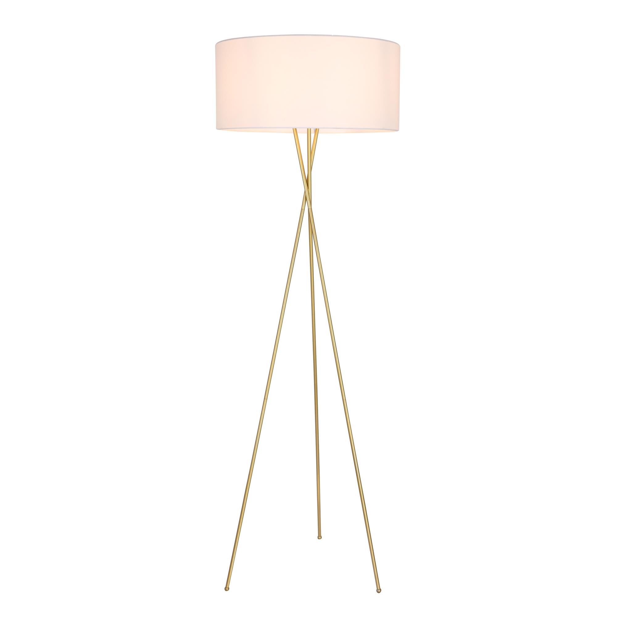 Shown in Brass finish and White Fabric shade