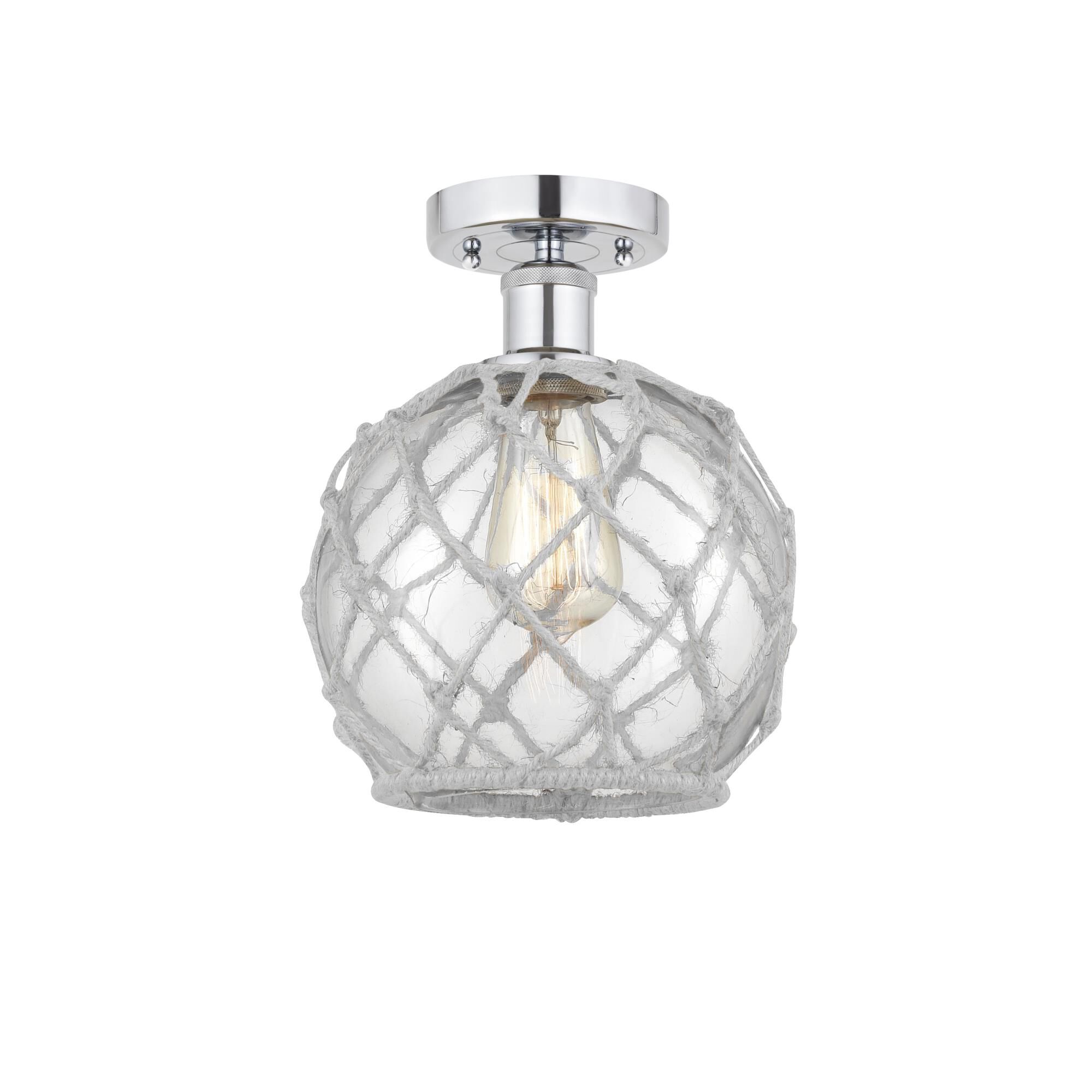 Shown in Polished Chrome, Clear Glass With White Rope finish and Clear glass and Clear Glass With White Rope Glass And Rope shade