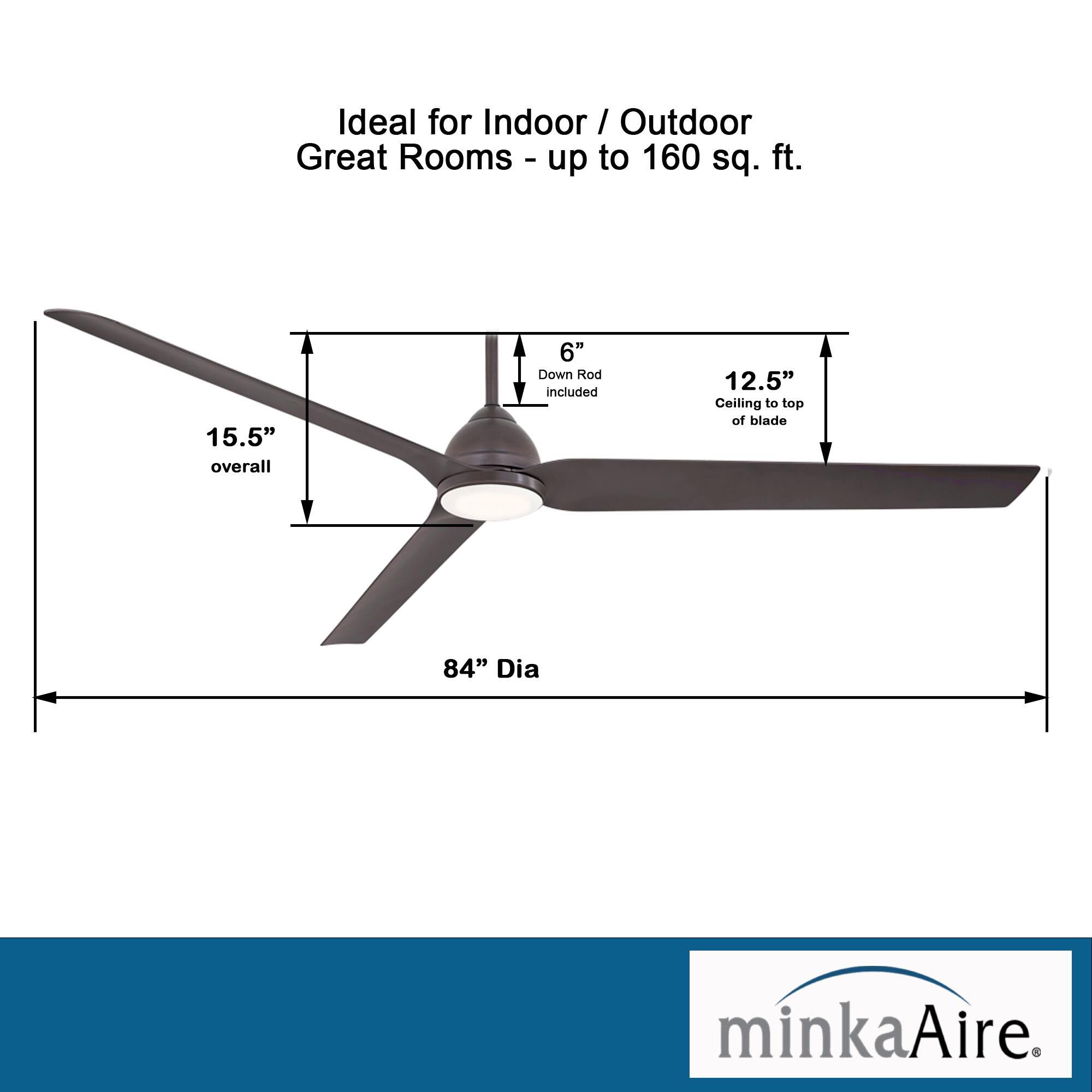Java Outdoor Rated 84 Inch Ceiling Fan with Light Kit by Minka Aire