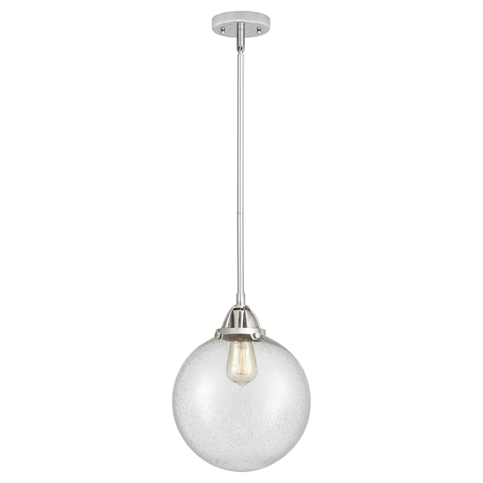 Shown in Polished Chrome finish and Seedy Globe glass and No Shade shade