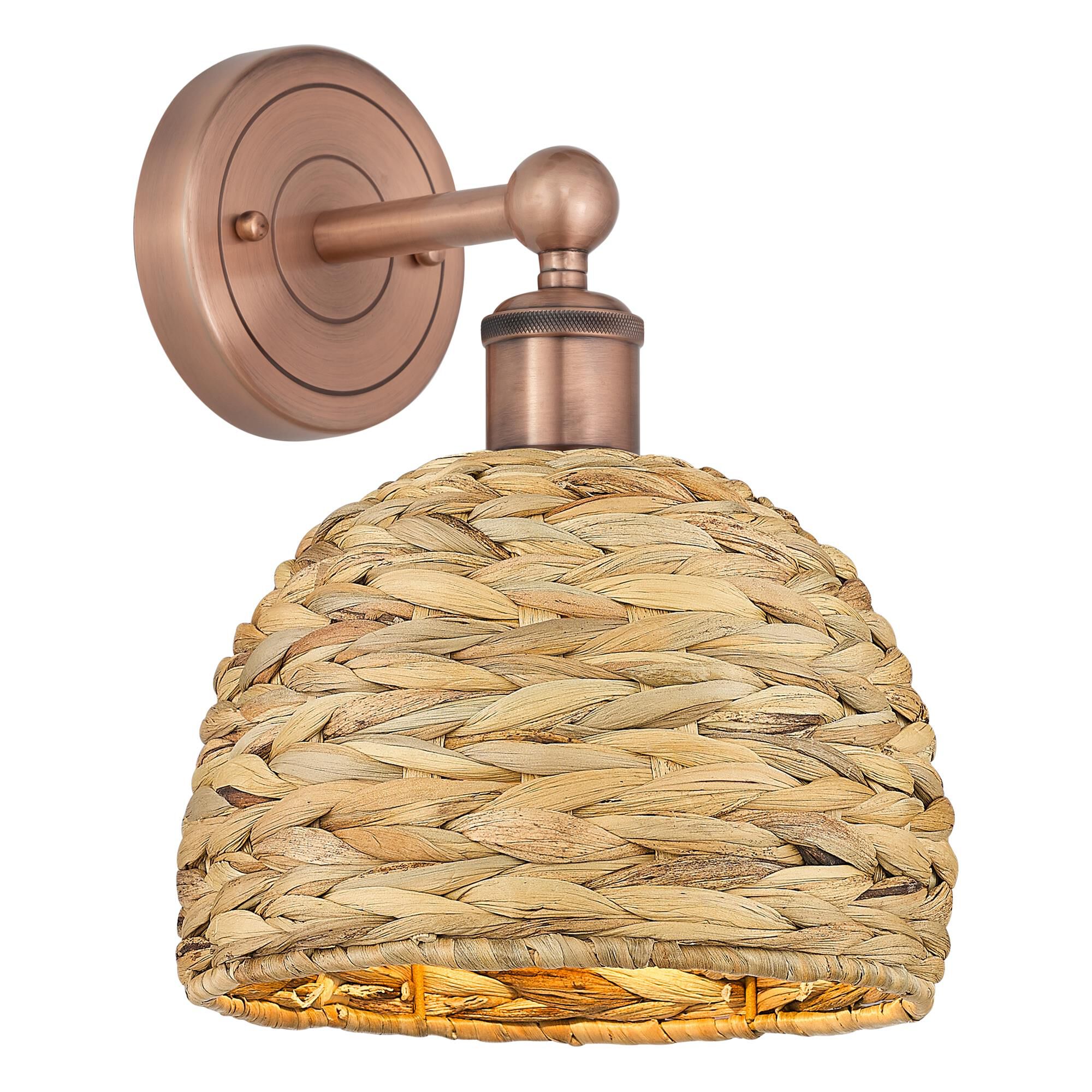 Shown in Antique Copper finish and Natural shade