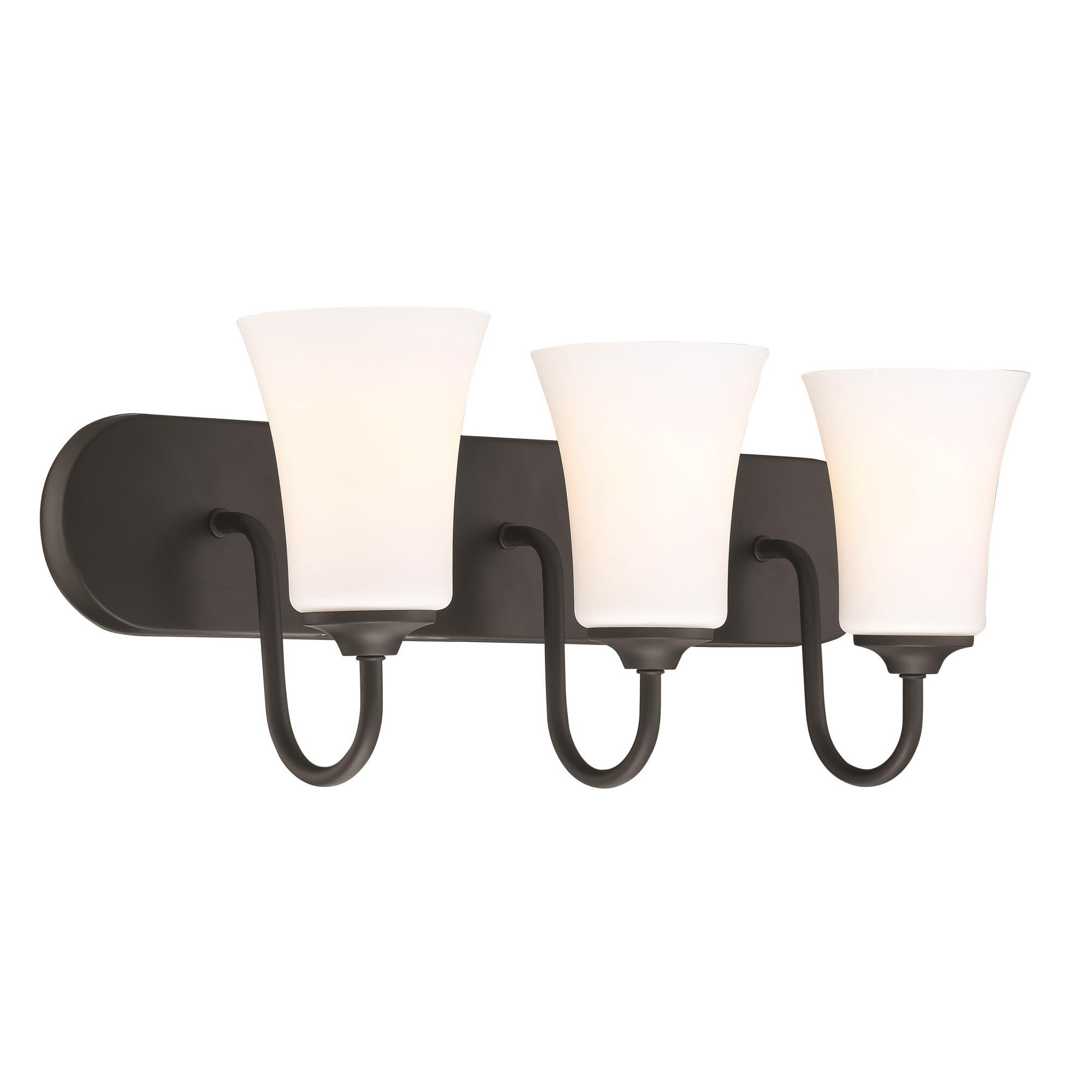 Shown in Flat Black finish and White Frosted glass and Glass shade