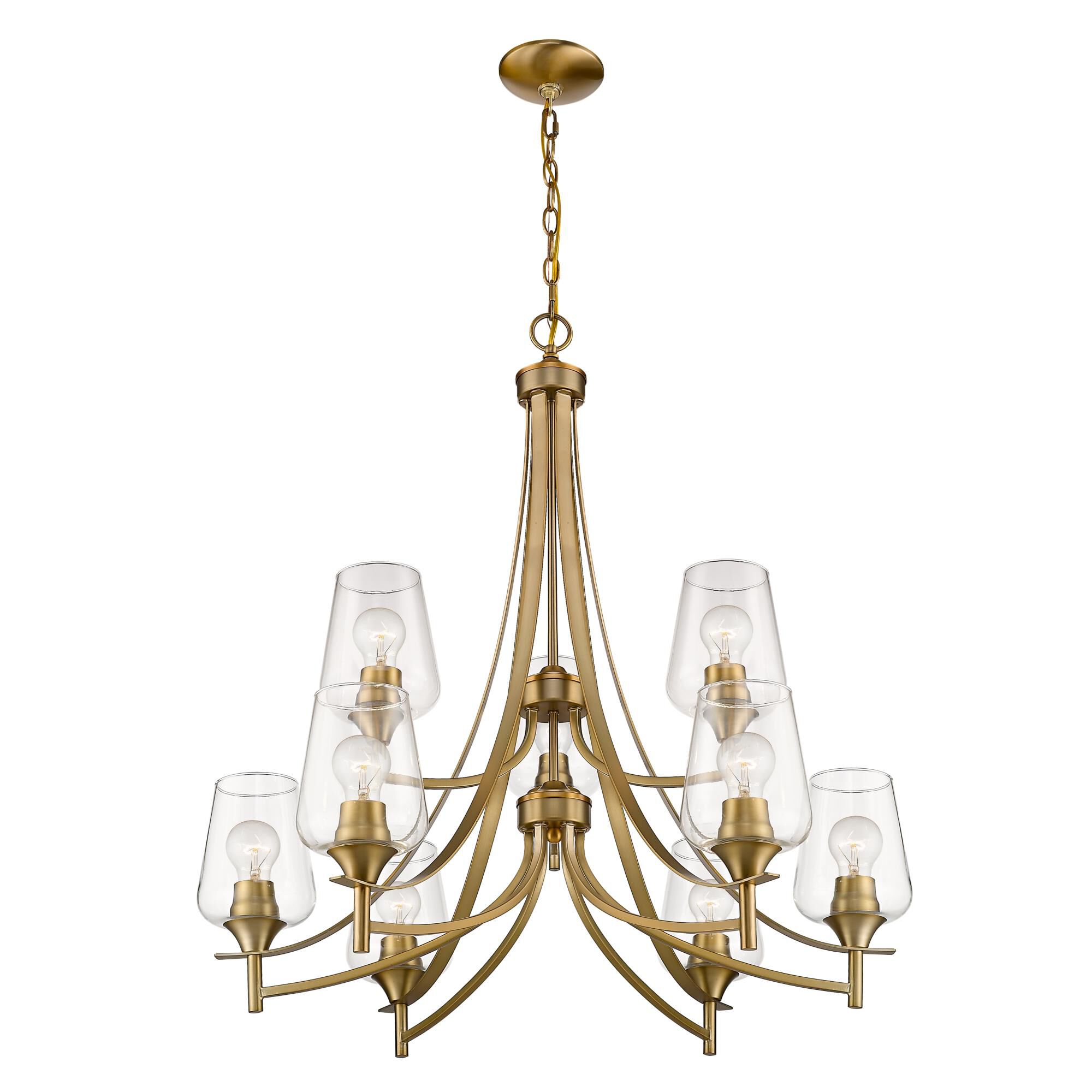 Shown in Olde Brass finish and Glass shade
