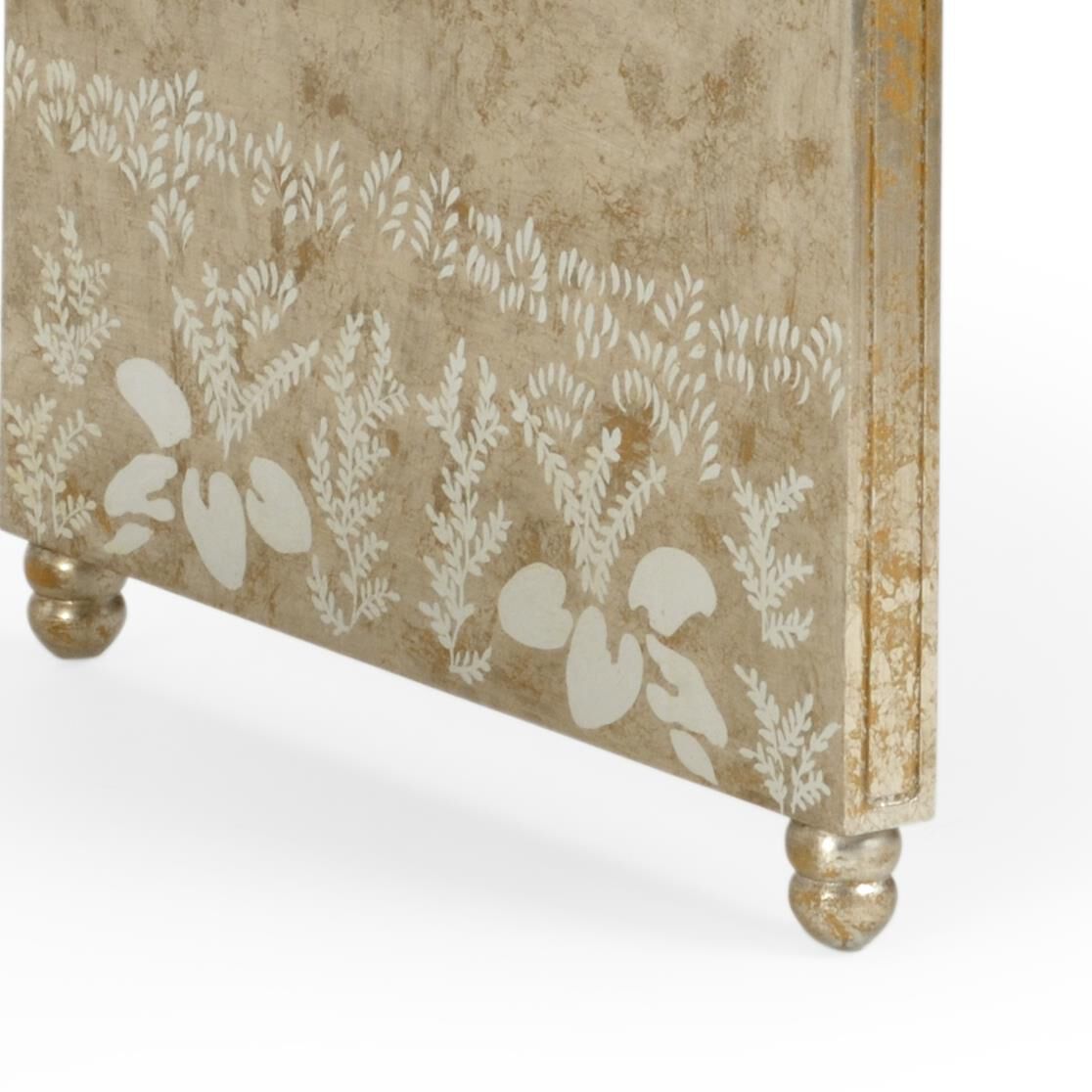 Shown in Antique Gold-Silver Leaf-Clear finish