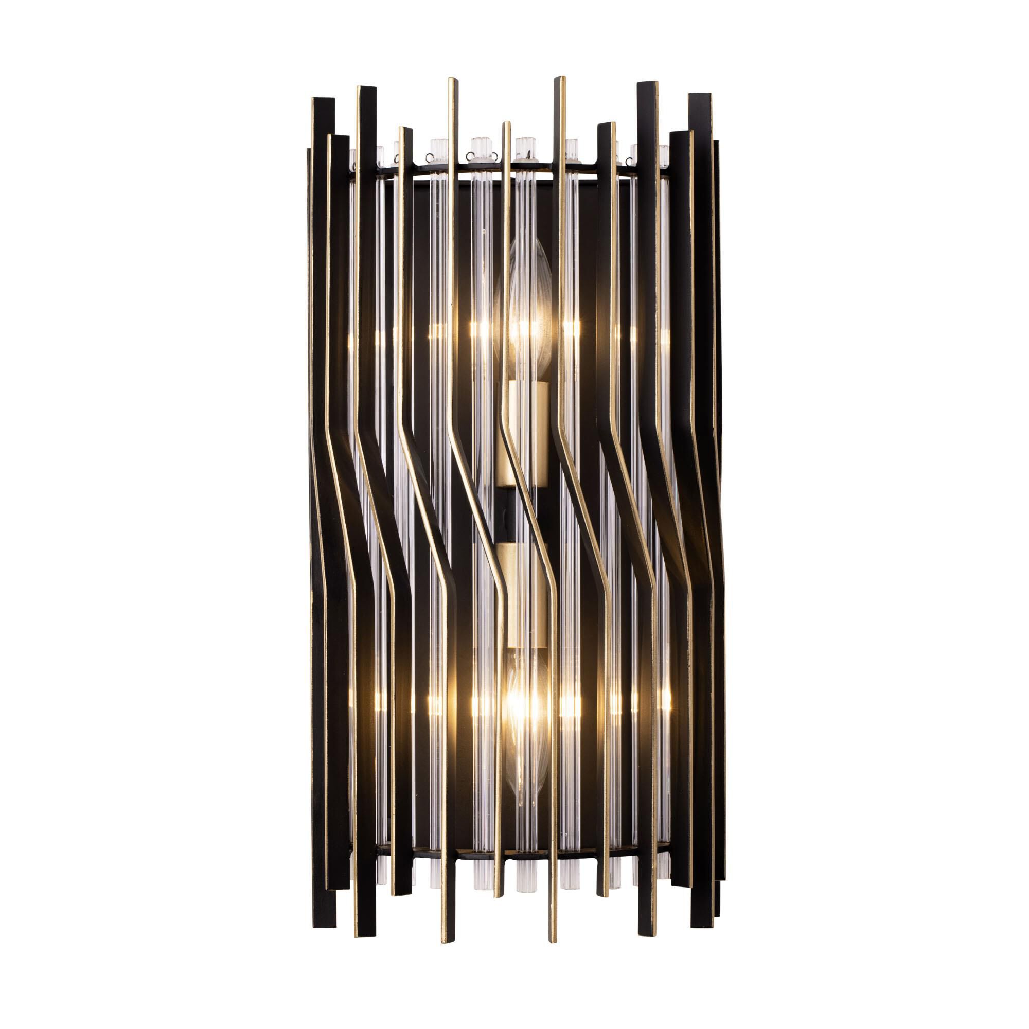 Shown in Matte Black/French Gold finish and Modern Clear Fluted shade