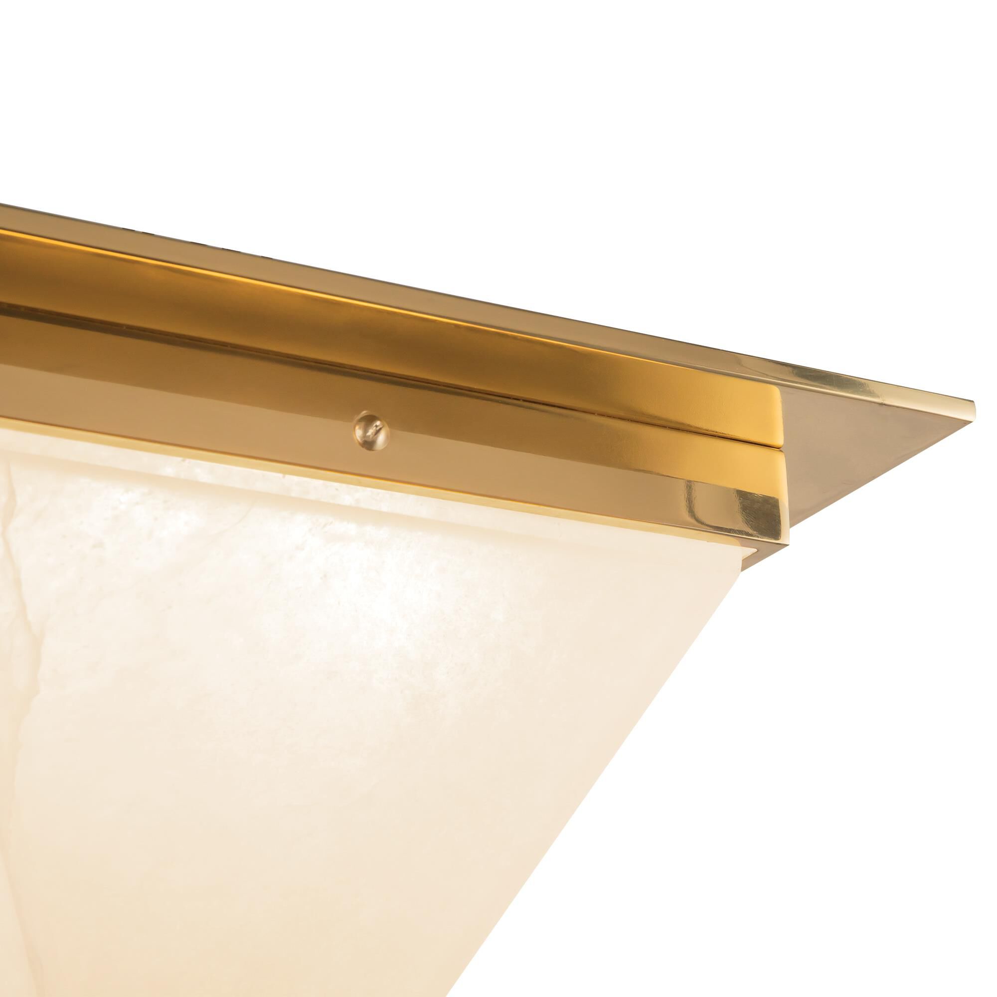 Shown in Patina Brass finish and Alabaster glass