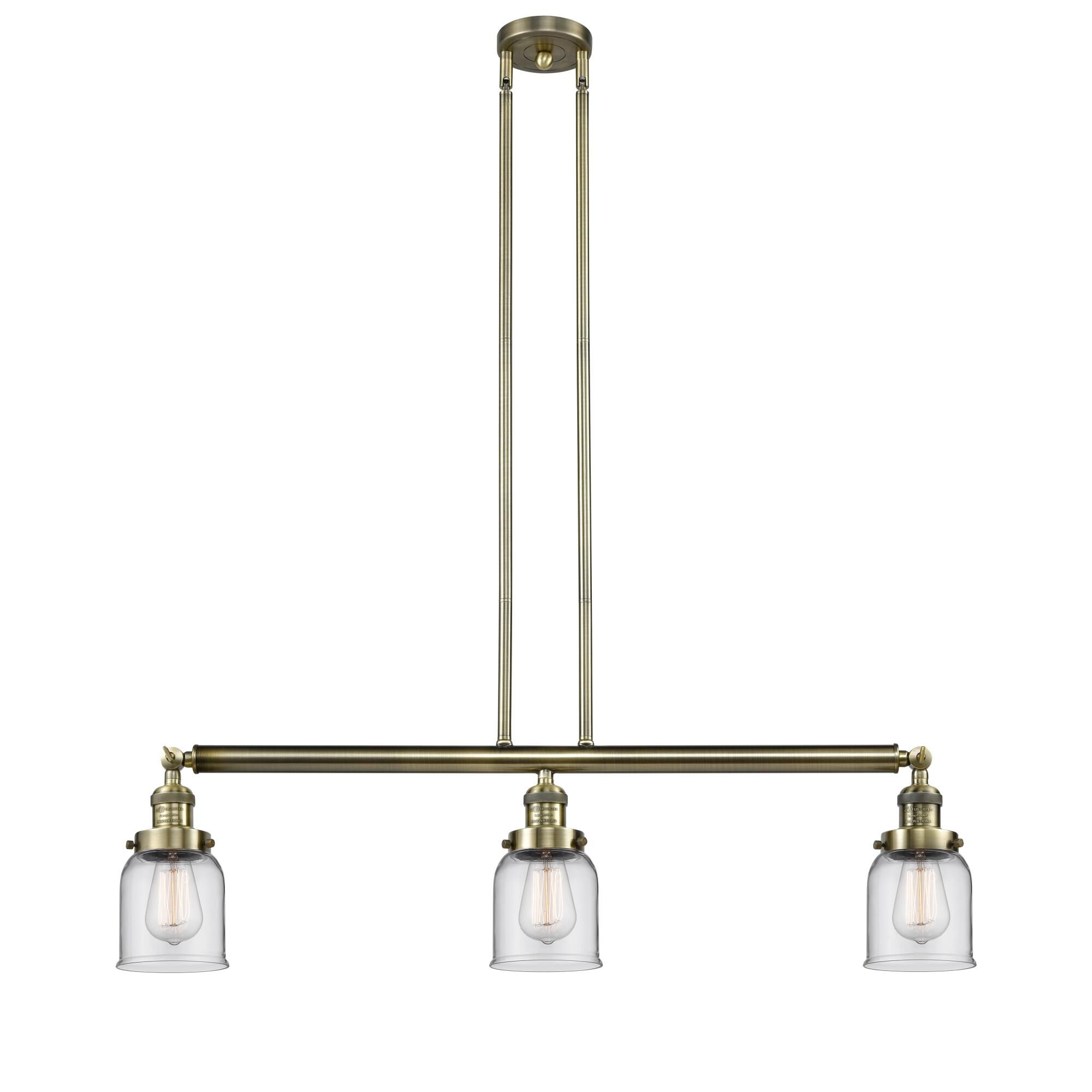 Shown in Antique Brass finish and Clear glass