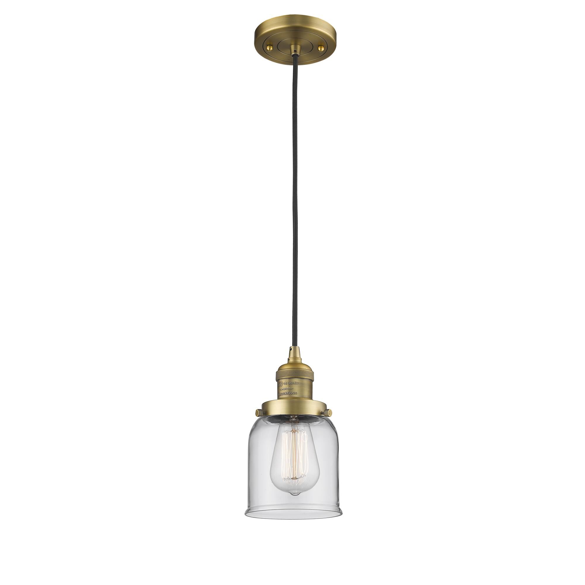 Shown in Brushed Brass finish and Clear glass