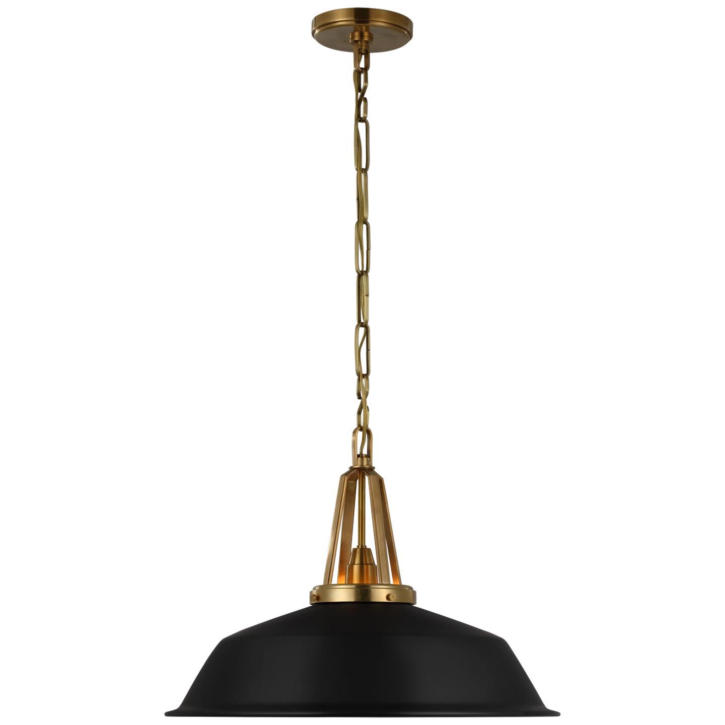 Shown in Antique-Burnished Brass finish and Matte Black shade