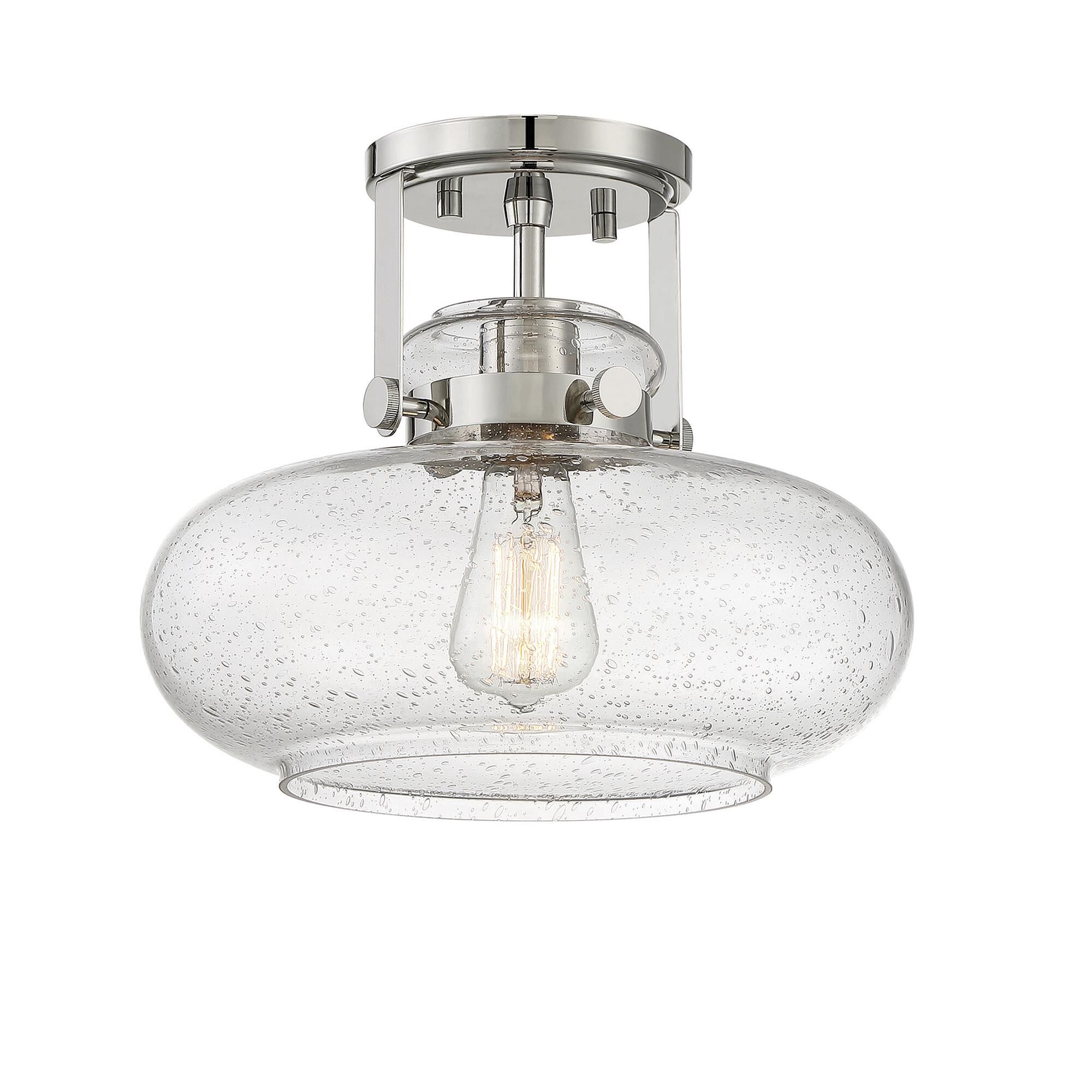 Shown in Polished Nickel finish and Clear Seeded glass