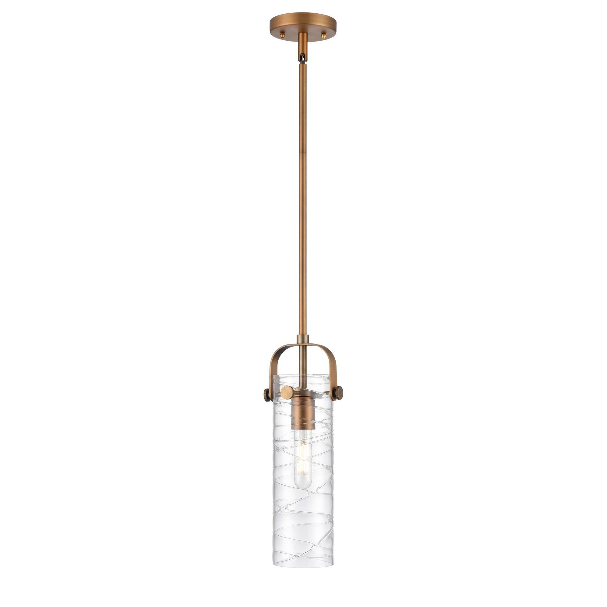 Shown in Brushed Brass finish and Deco Swirl glass and Deco Swirl Glass shade