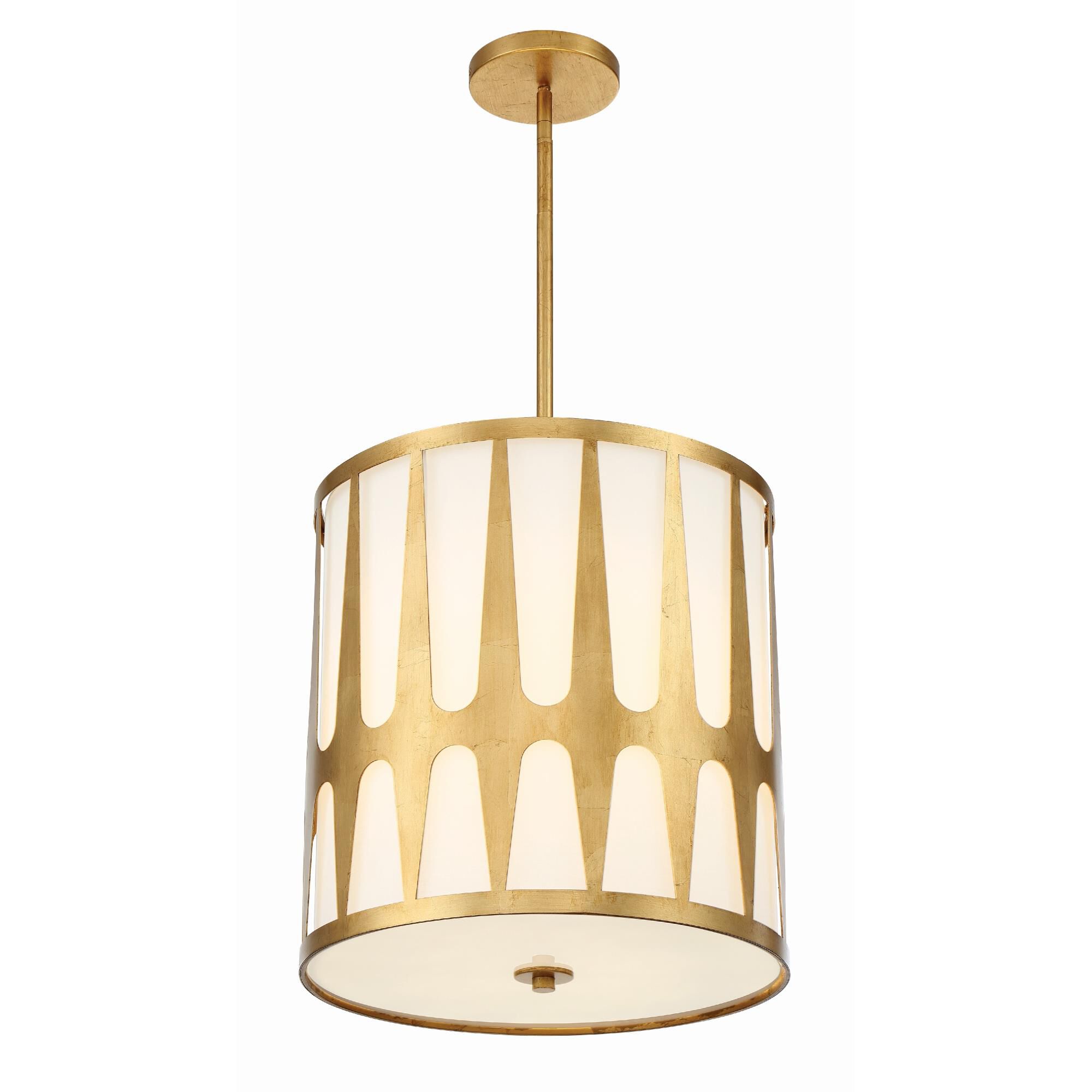 Shown in Antique Gold finish and Fabric shade