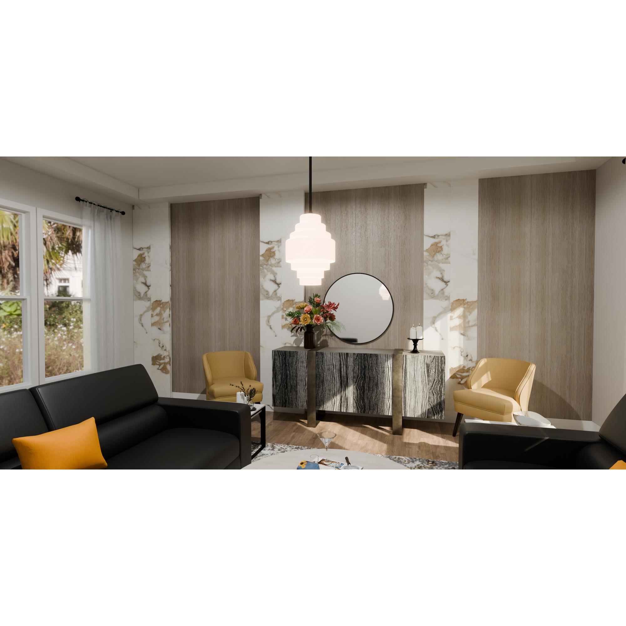 Shown in Matte Black finish and Clear Etched glass