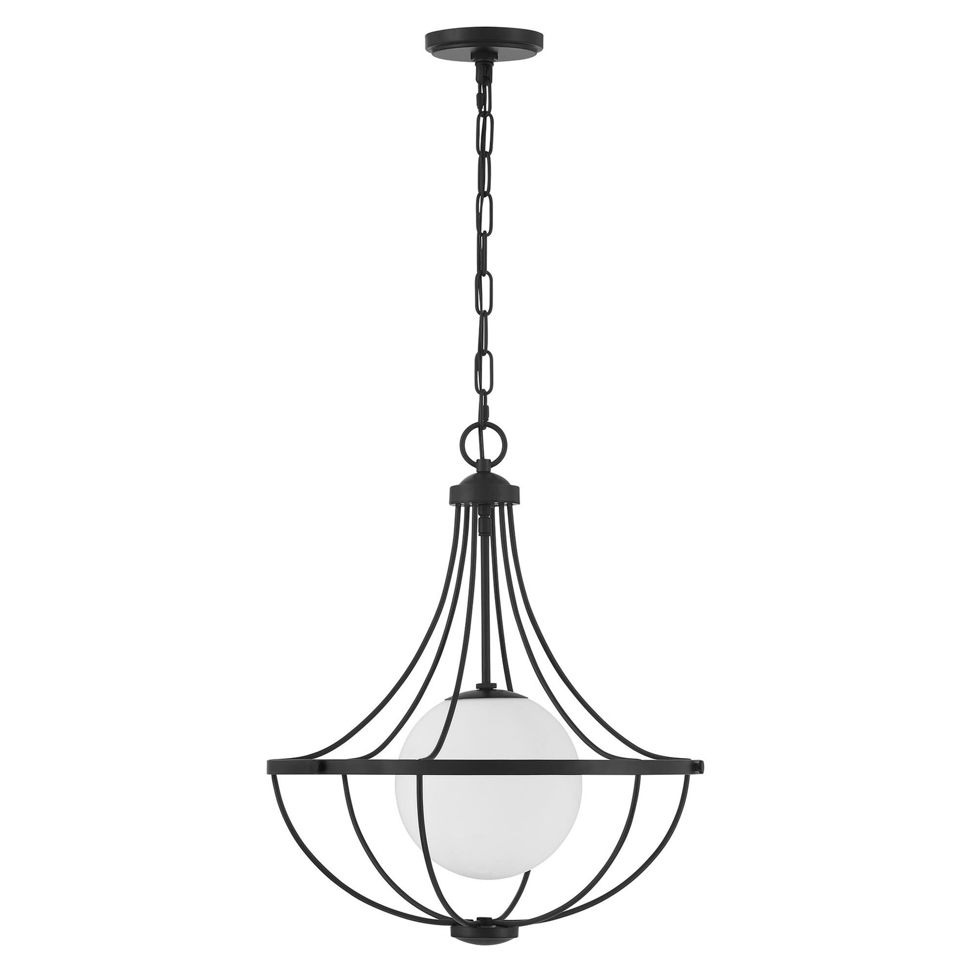 Shown in Matte Black finish and White Opal glass