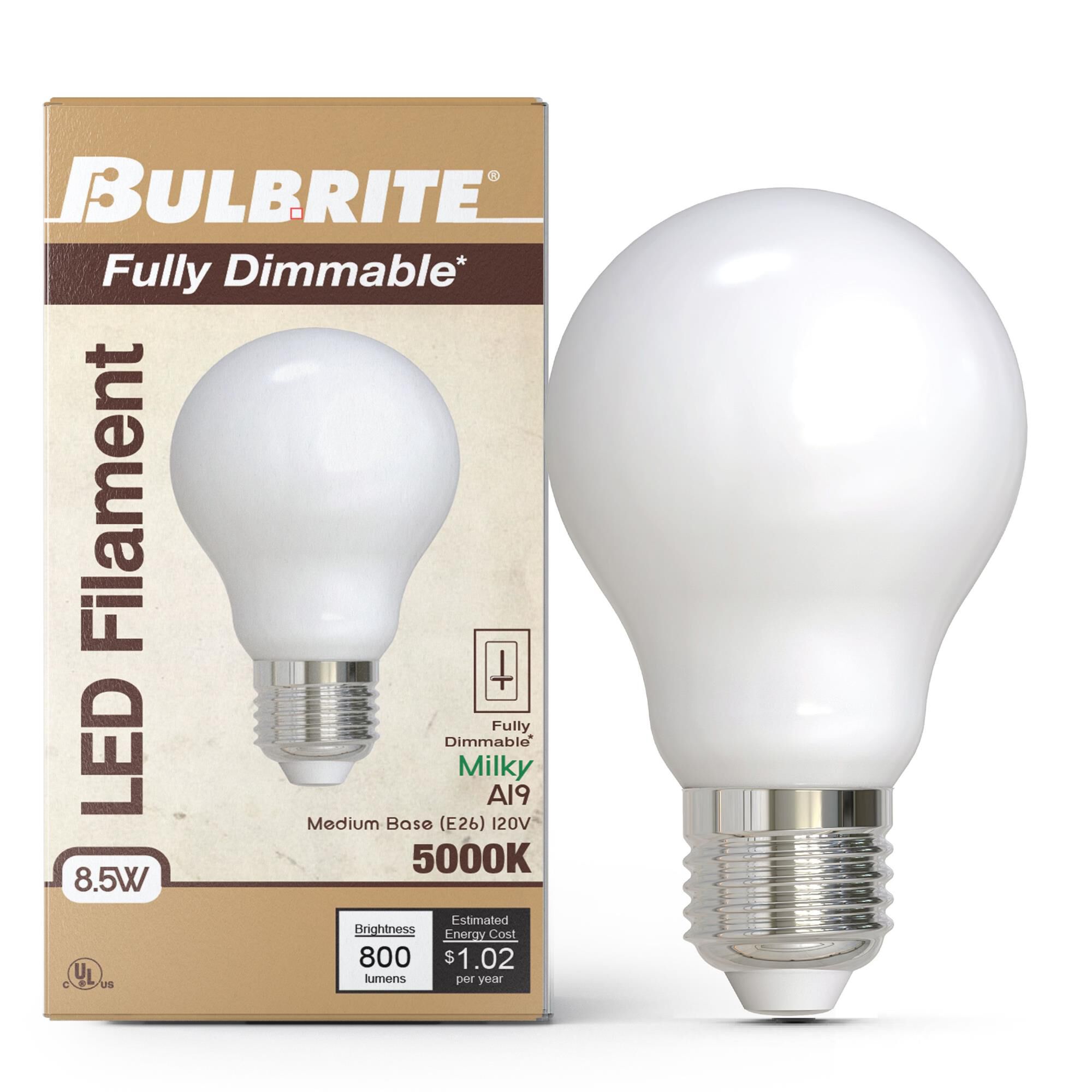 Milky A19 Base E26 5000K LED Light Bulb by Bulbrite
