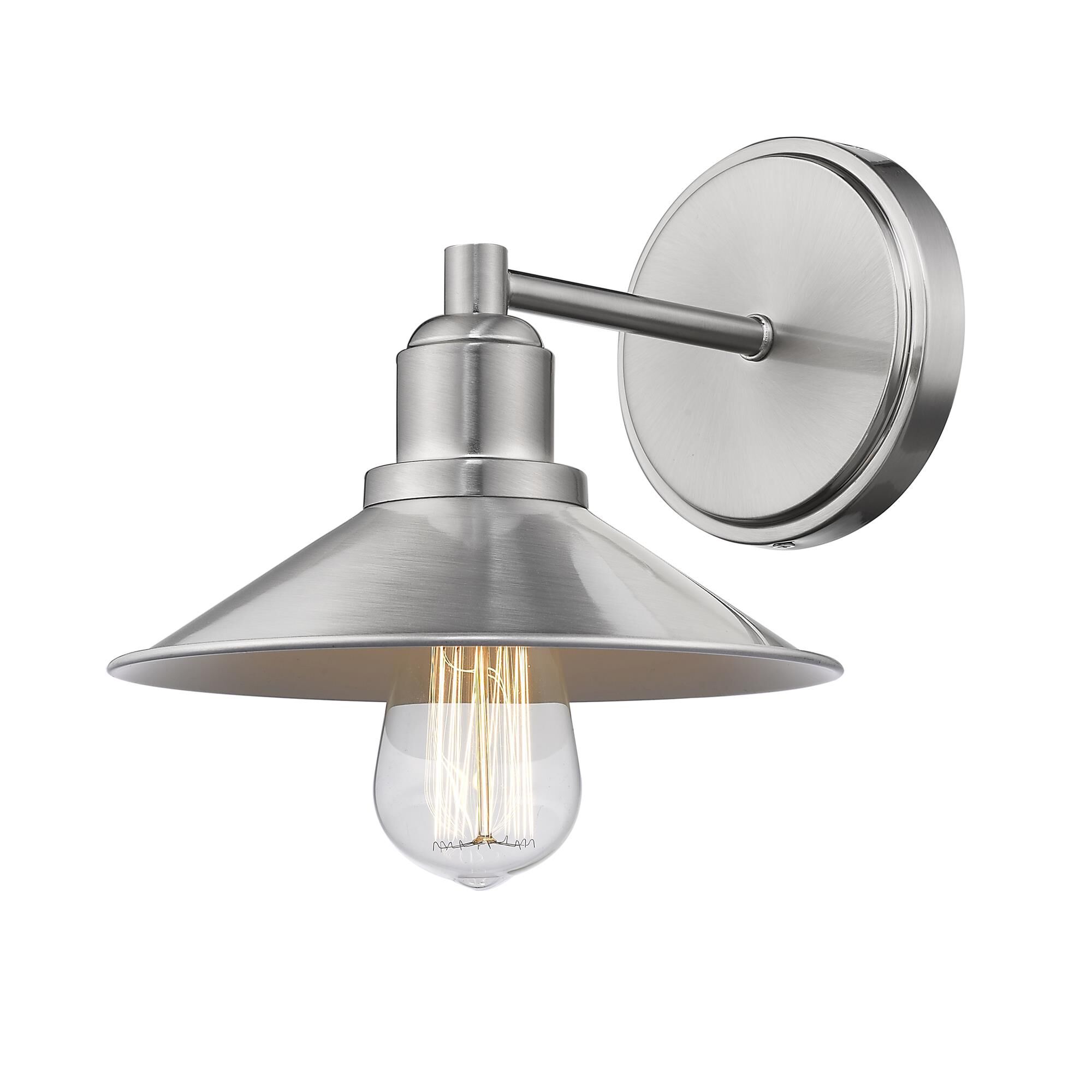 Shown in Brushed Nickel finish and Steel glass and Steel shade