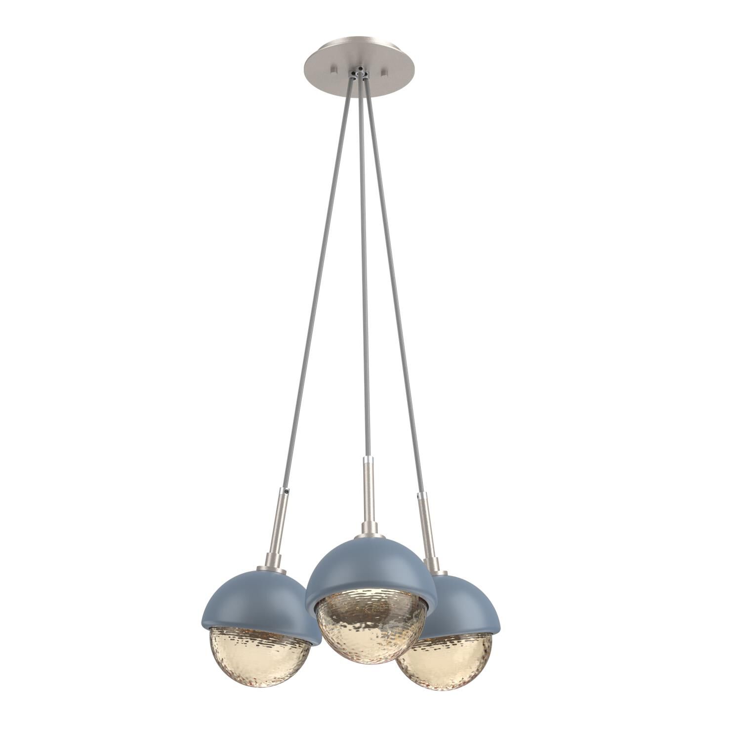 Shown in Beige Silver finish and Amber glass and Poppy Blue accent