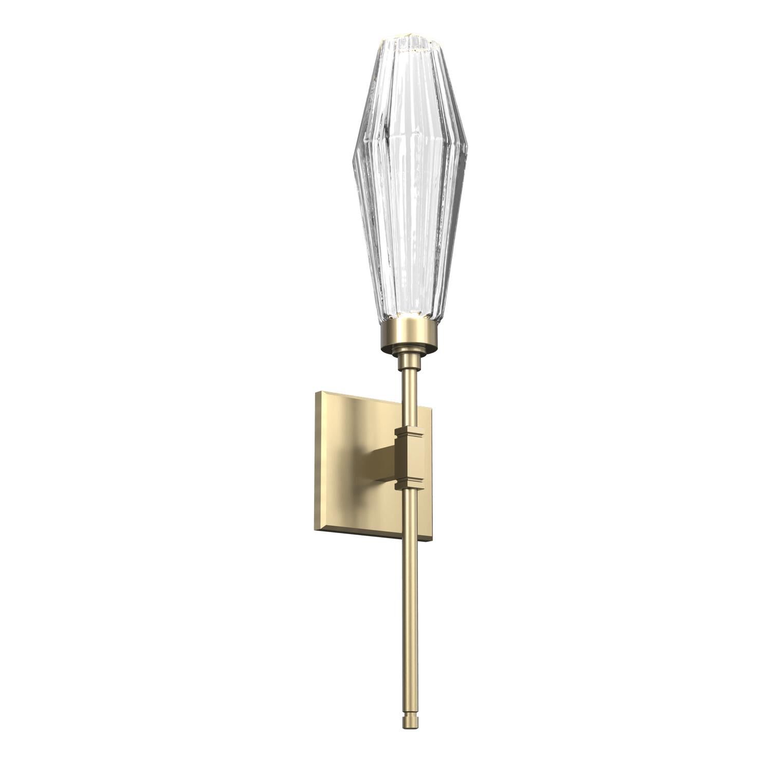 Shown in Novel Brass finish and Optic Rib Clear glass