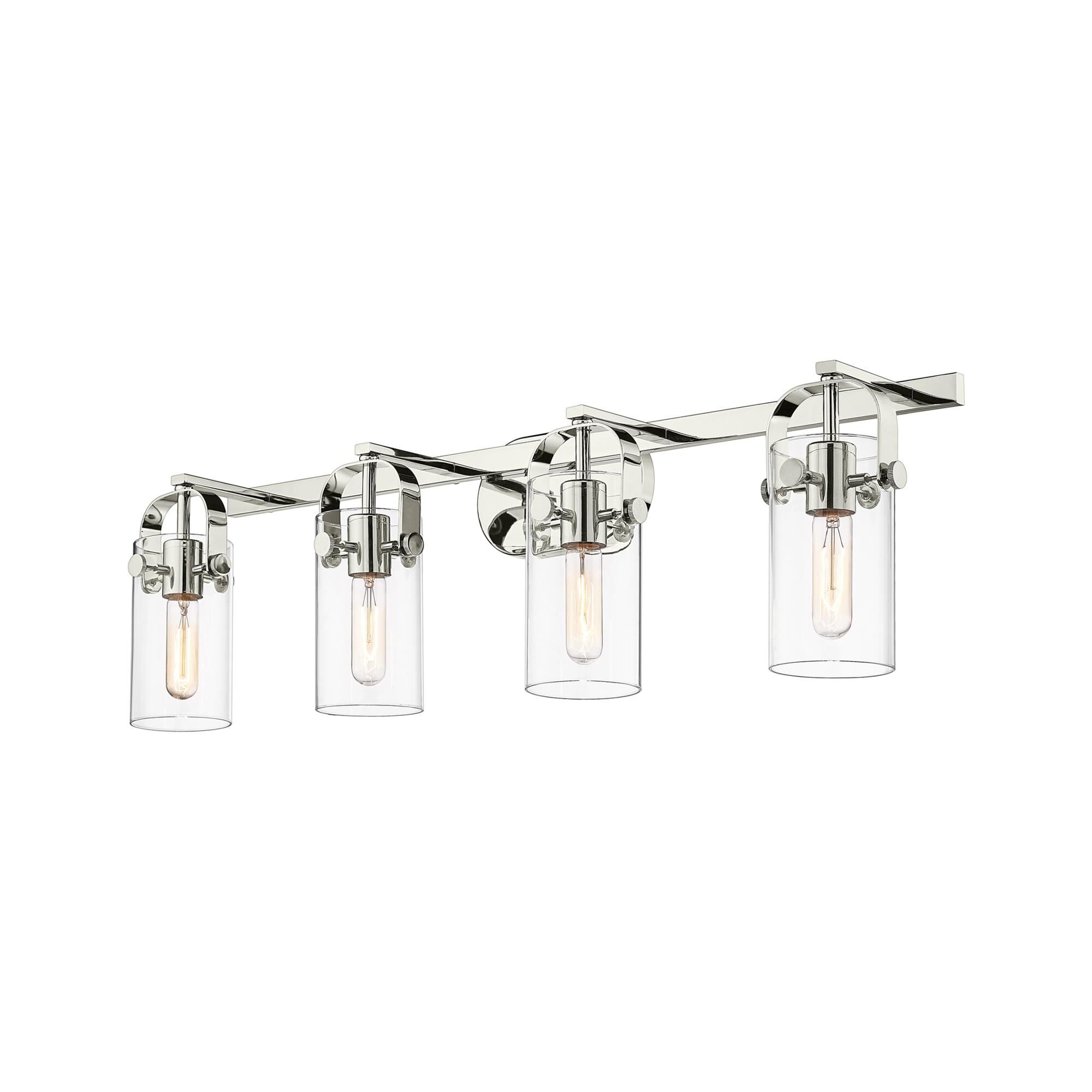 Shown in Polished Nickel finish and Clear glass and Clear Glass shade