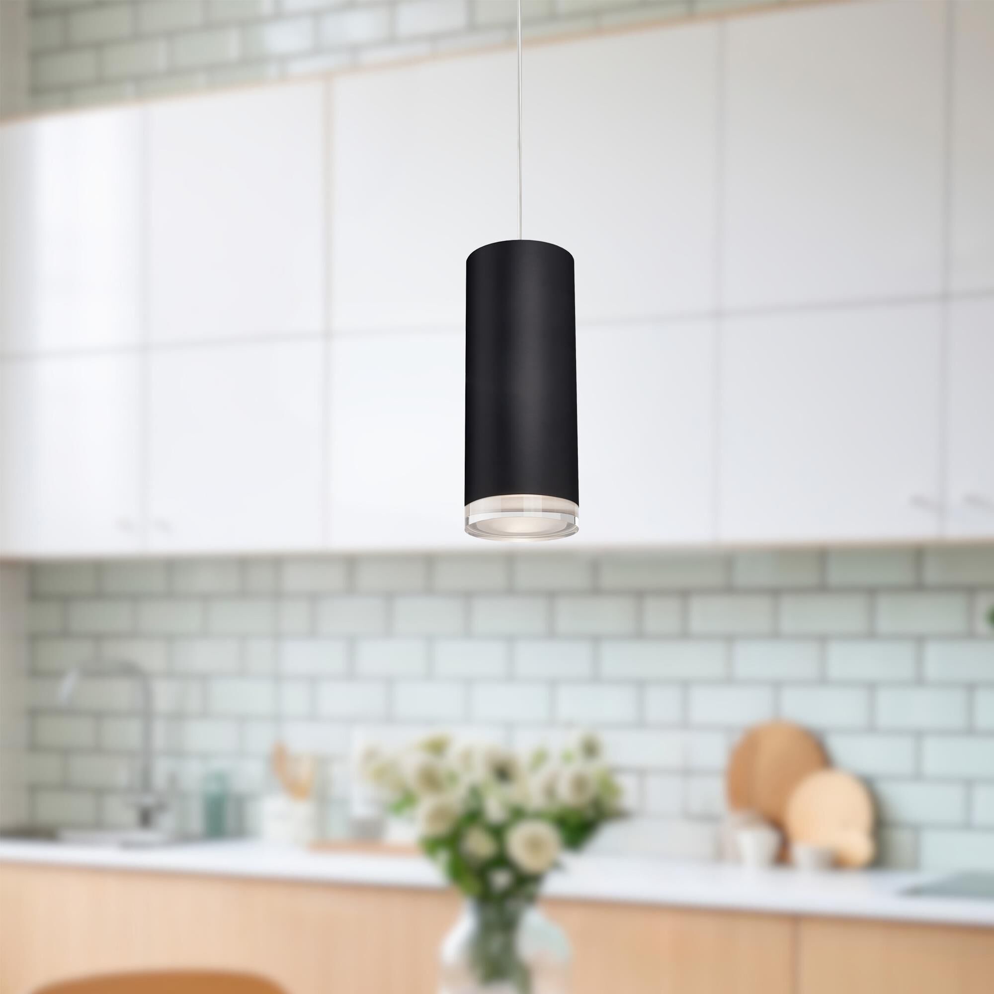 Shown in Black finish and Acrylic - Clear glass