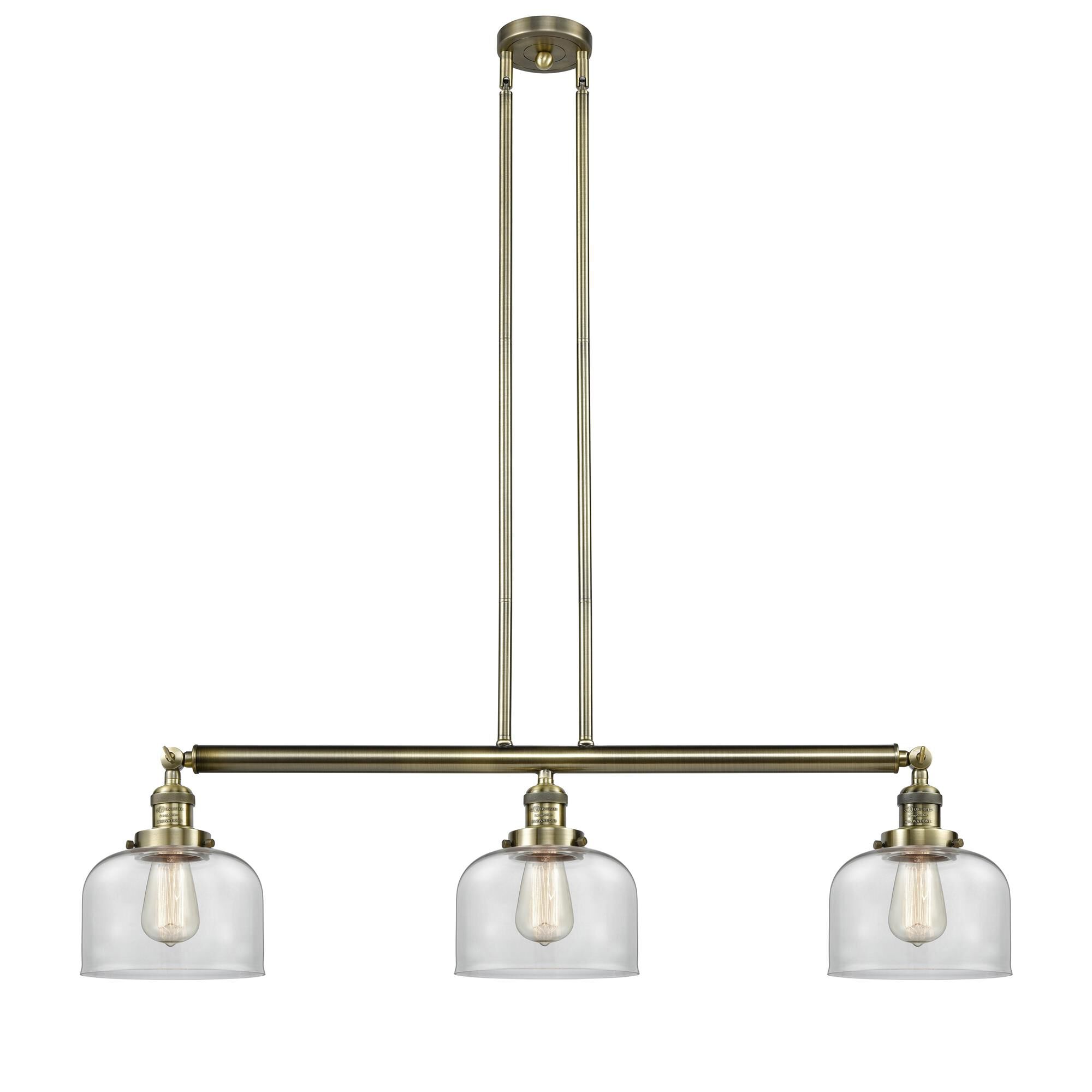Bruno Marashlian Large Bell 41 Inch 3 Light Linear Suspension Light by Innovations Lighting