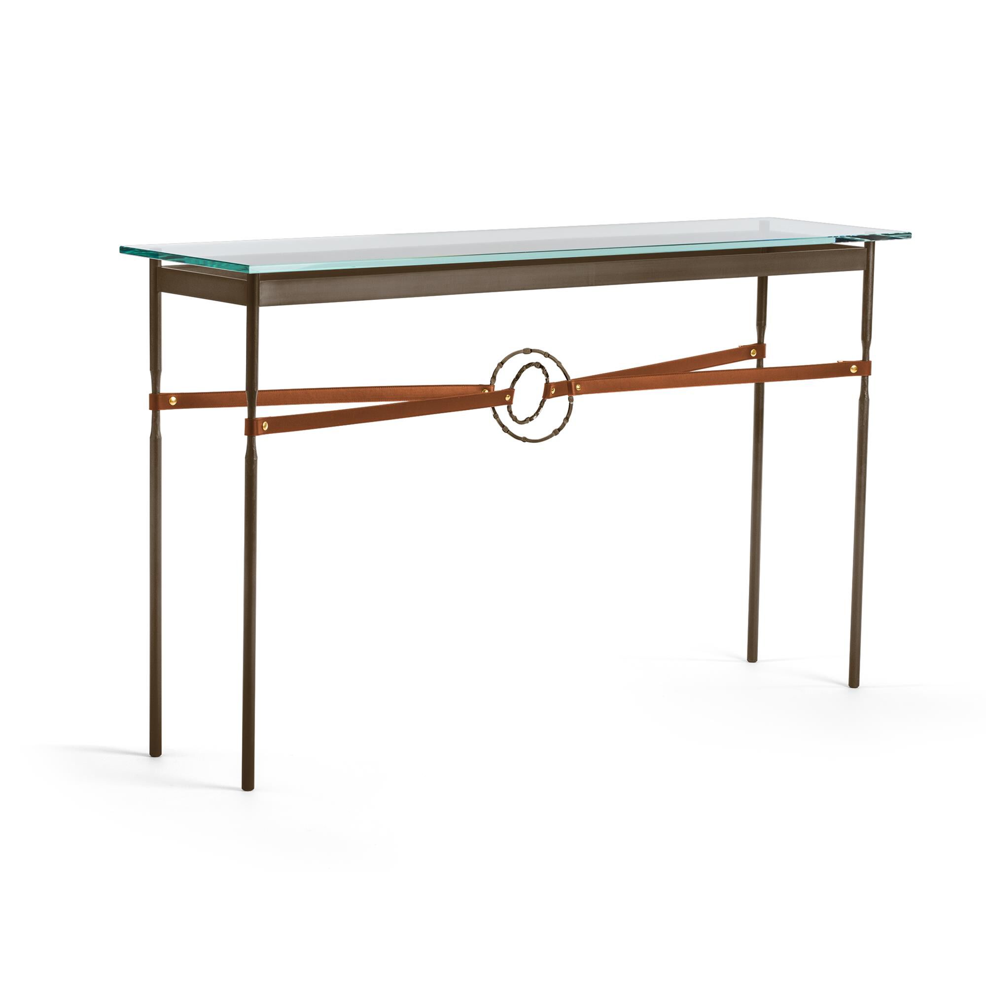 Shown in Bronze finish and Bronze with Leather Chestnut  accent