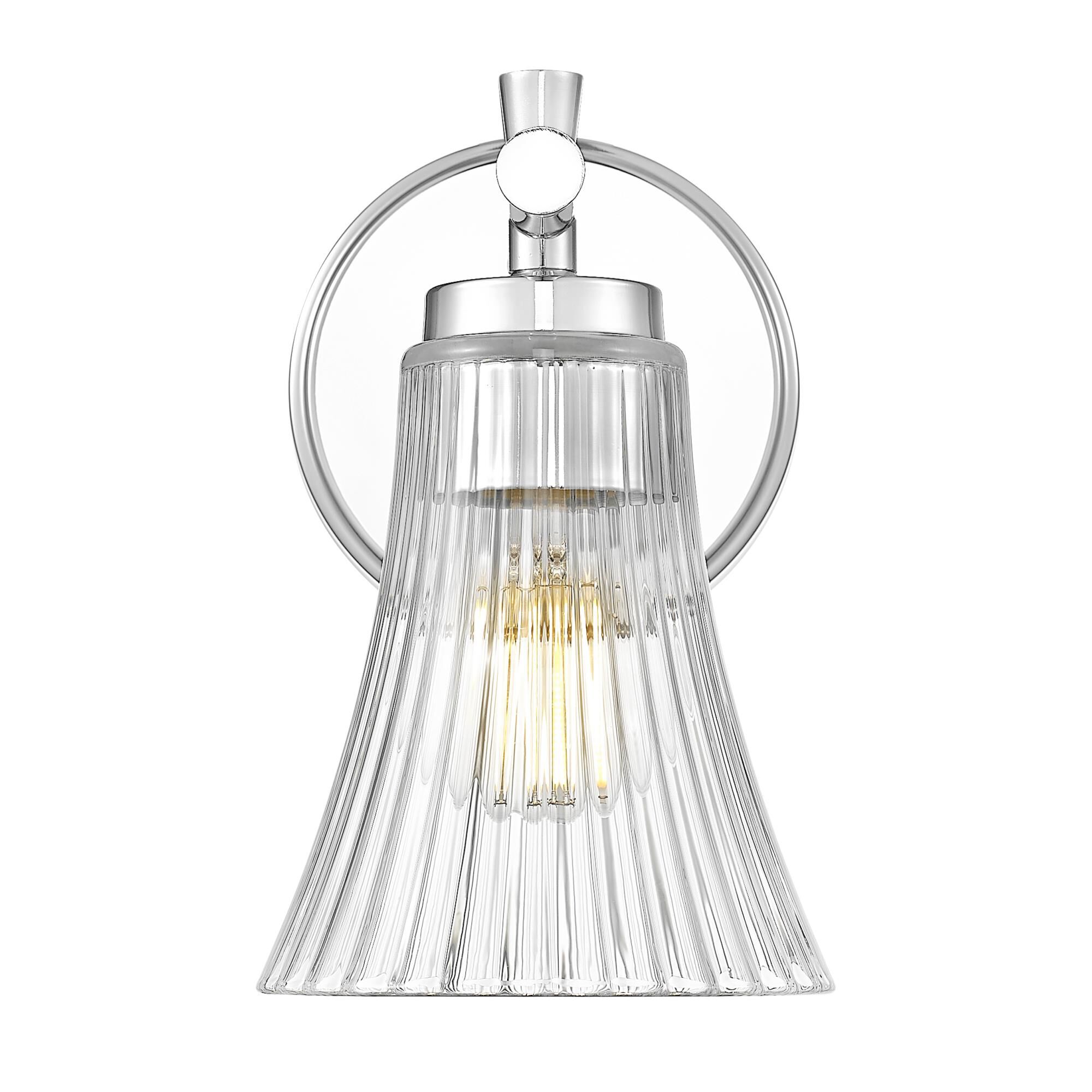 Shown in Chrome finish and Clear glass and Clear shade