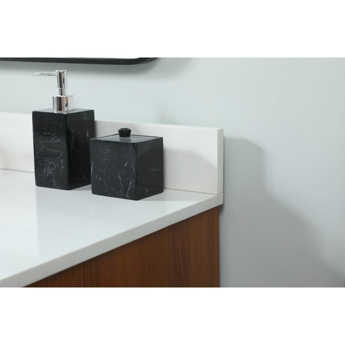 Shown in Teak finish and With Backsplash accent