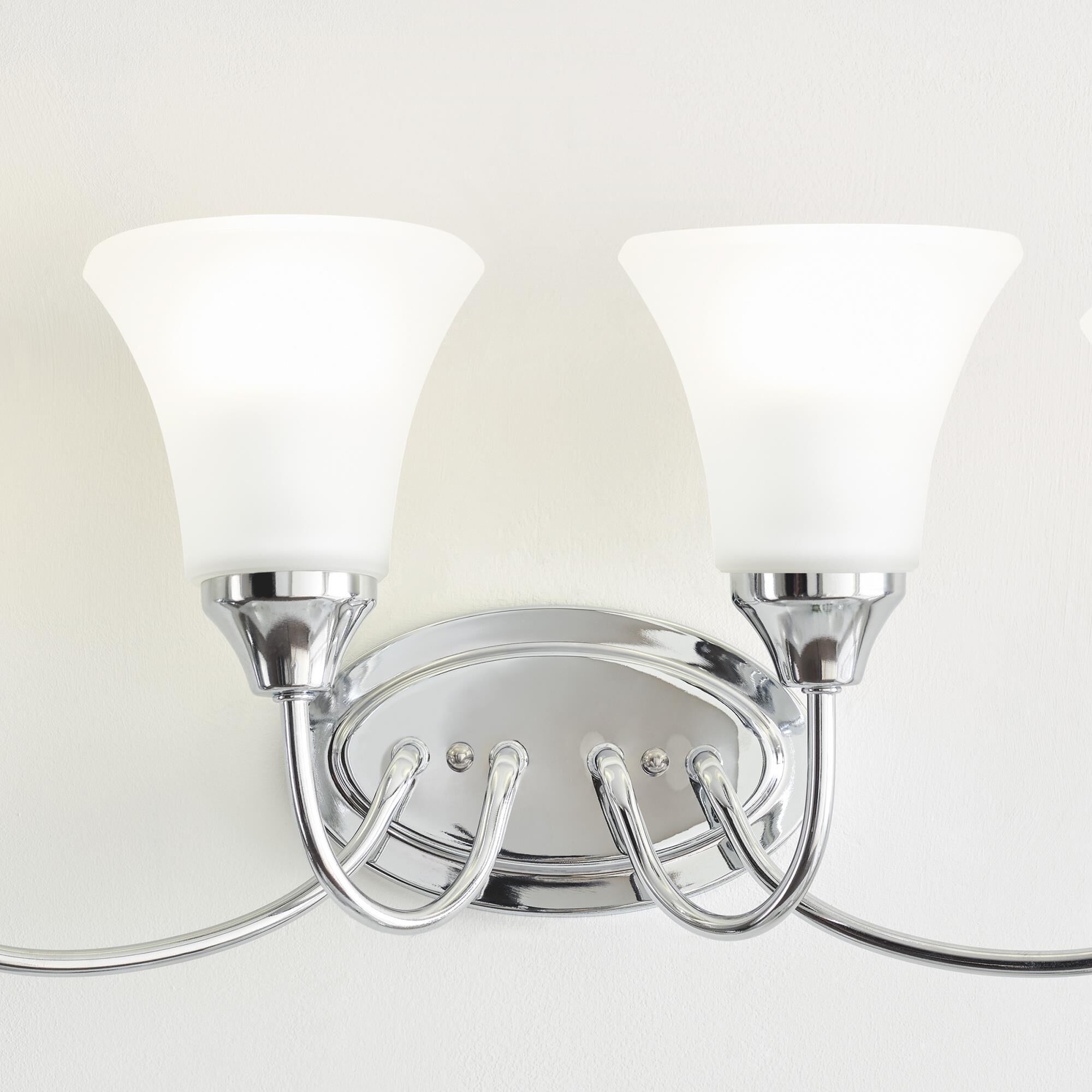 Shown in Chrome finish and Satin Etched glass