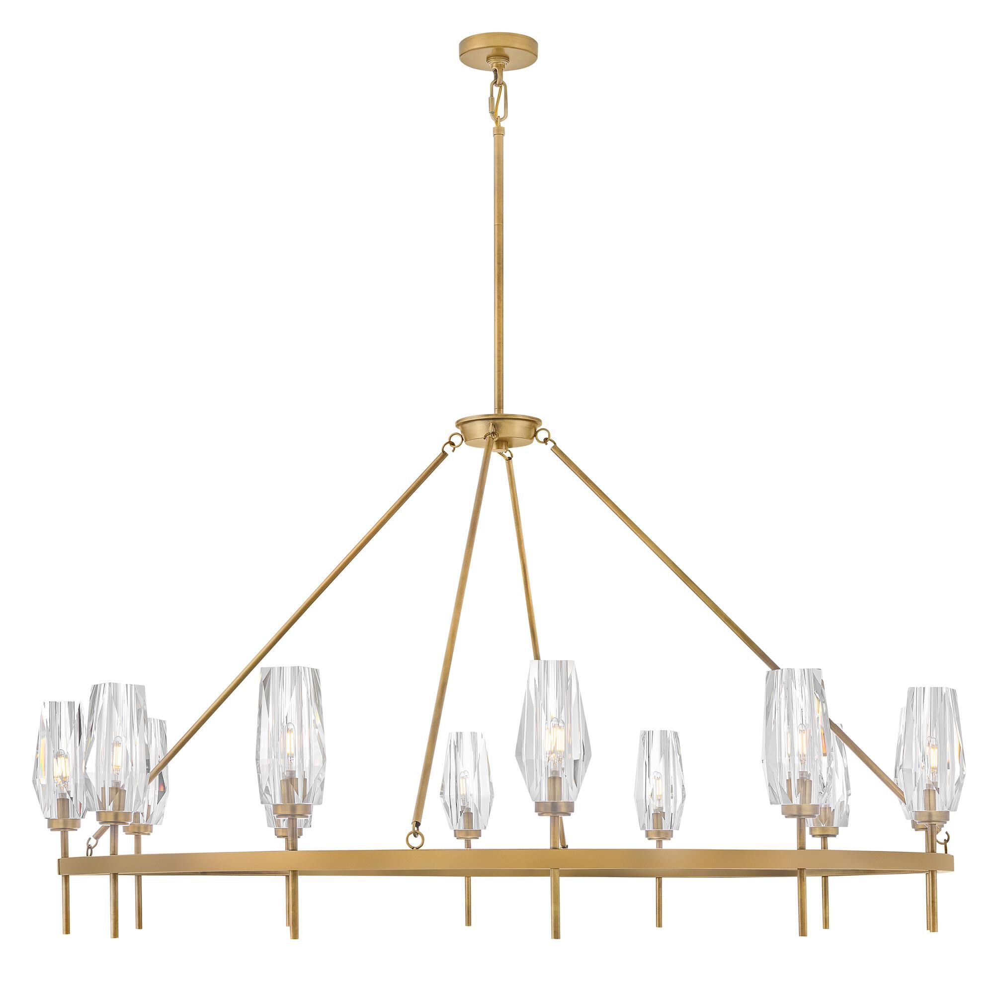 Shown in Heritage Brass finish and Faceted Clear Crystal glass