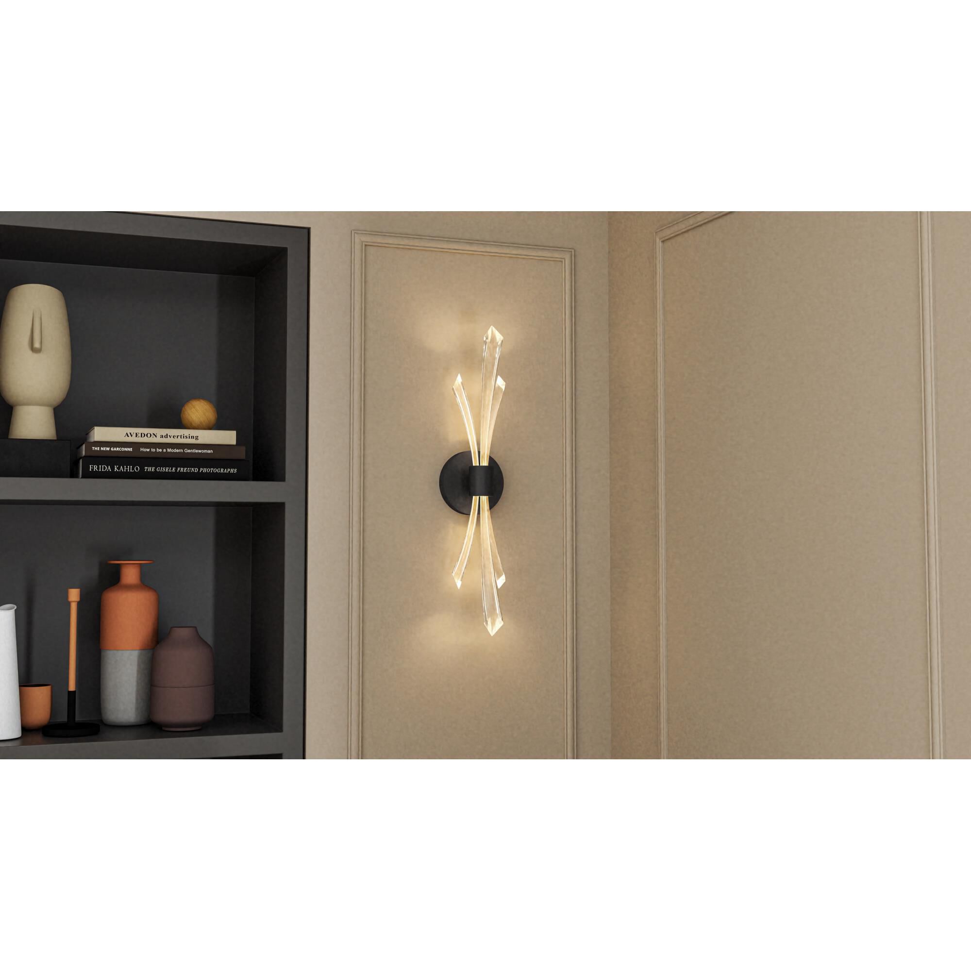 Shown in Matte Black finish and Clear Crystal glass