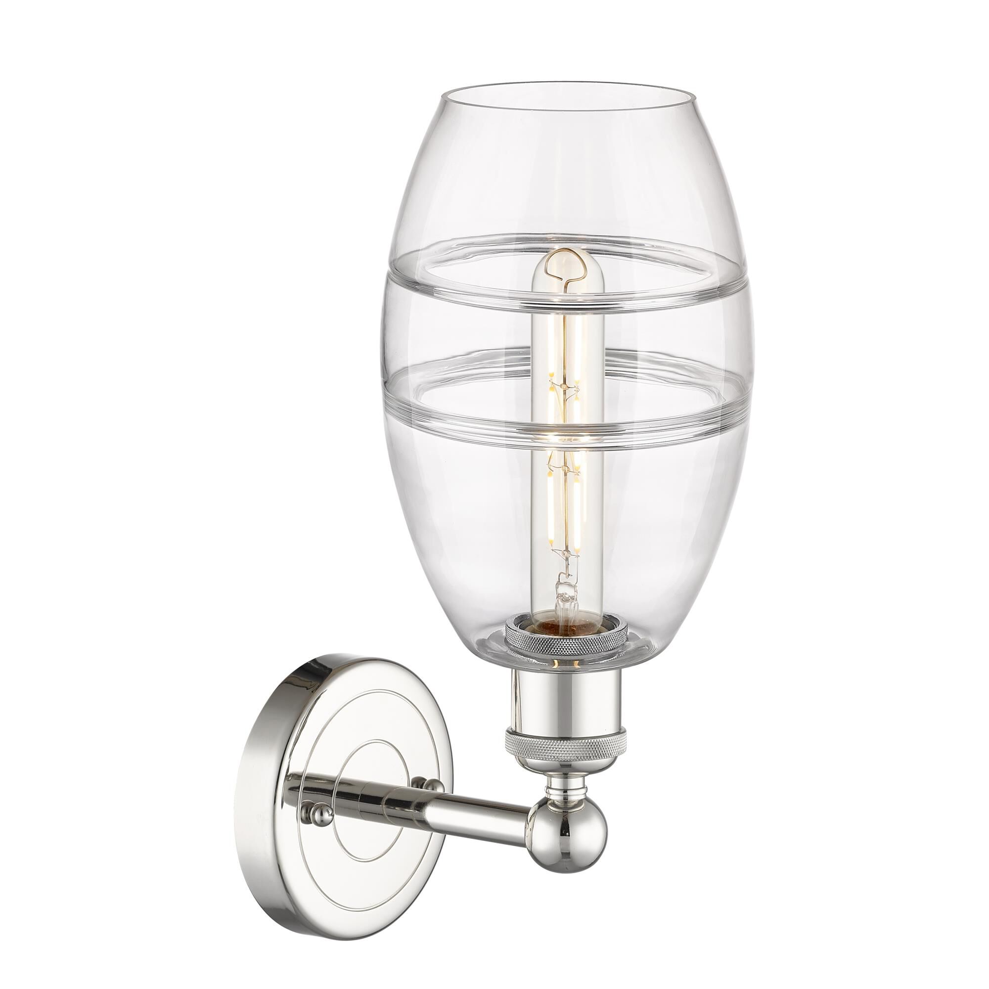 Shown in Polished Nickel finish and Clear glass