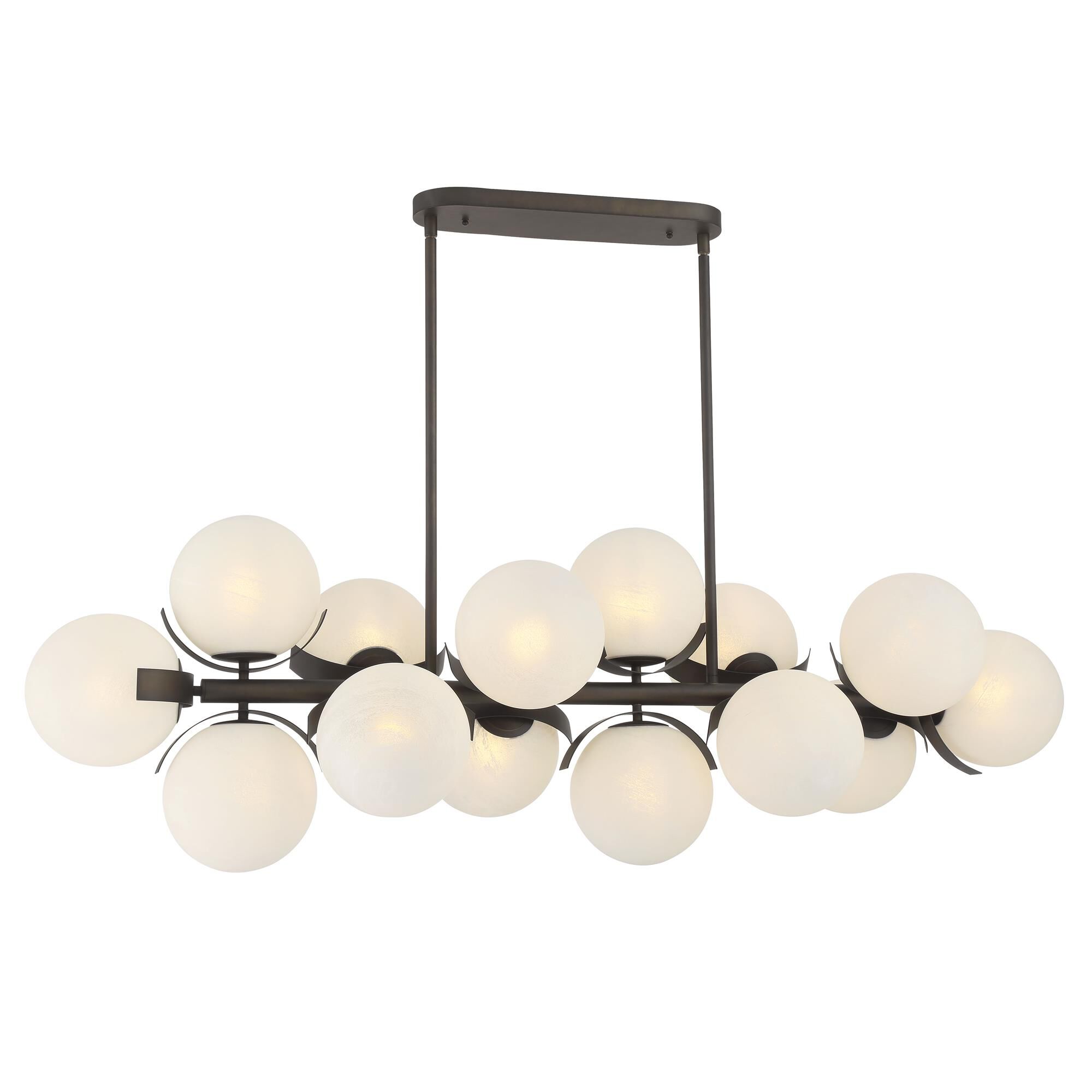 Shown in Dark Bronze finish and White Etched Alabaster glass