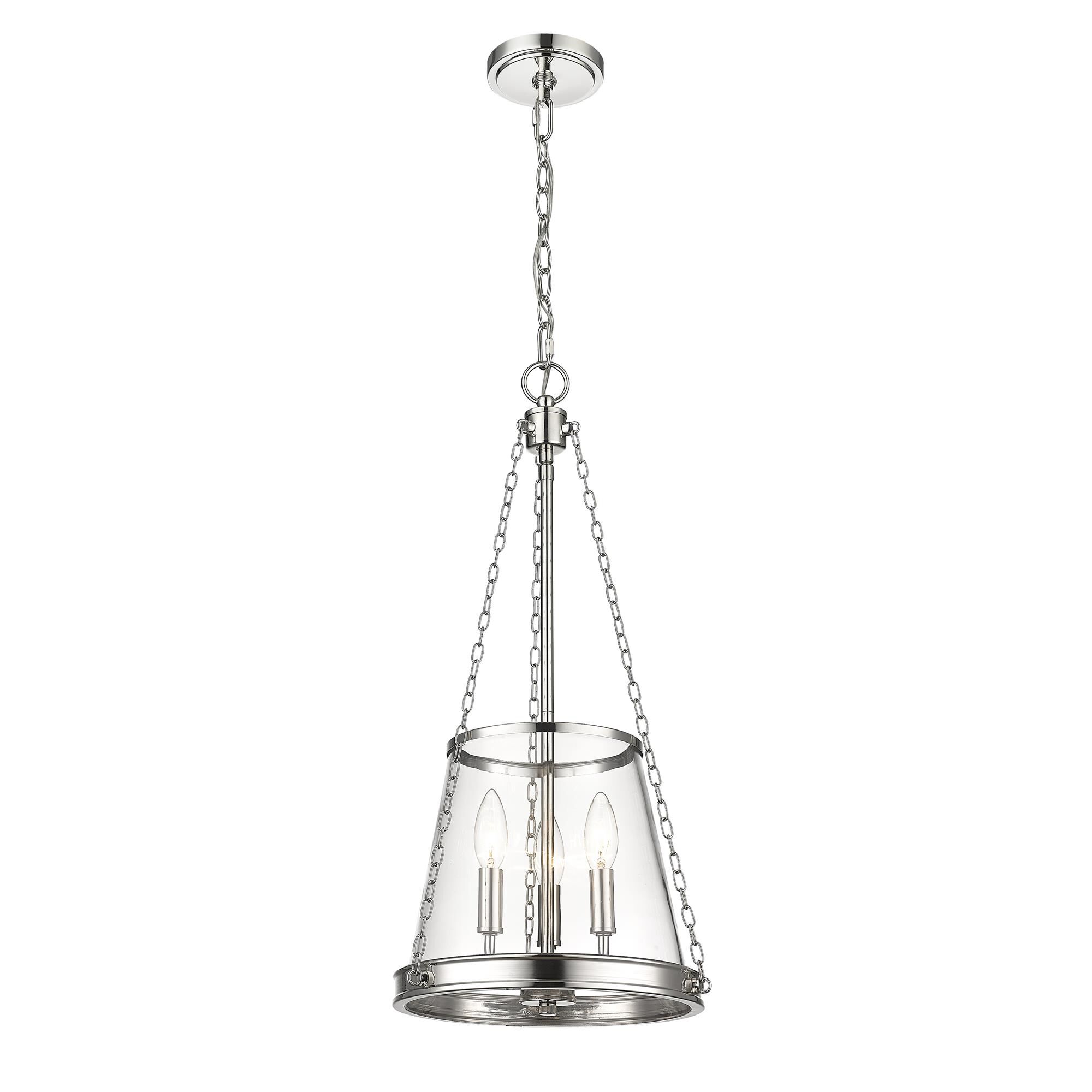 Shown in Polished Nickel finish and Clear glass