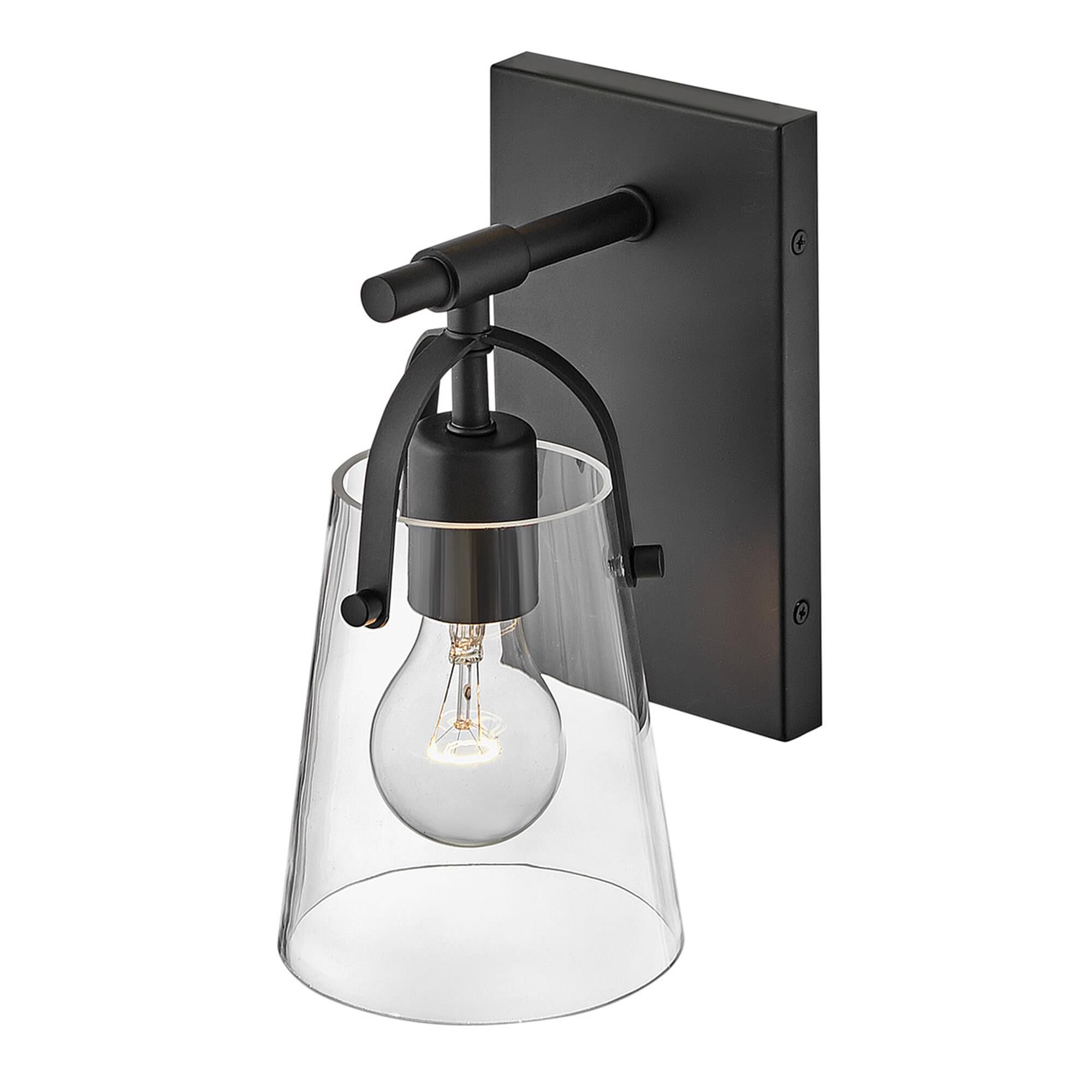 Shown in Black finish and Clear glass