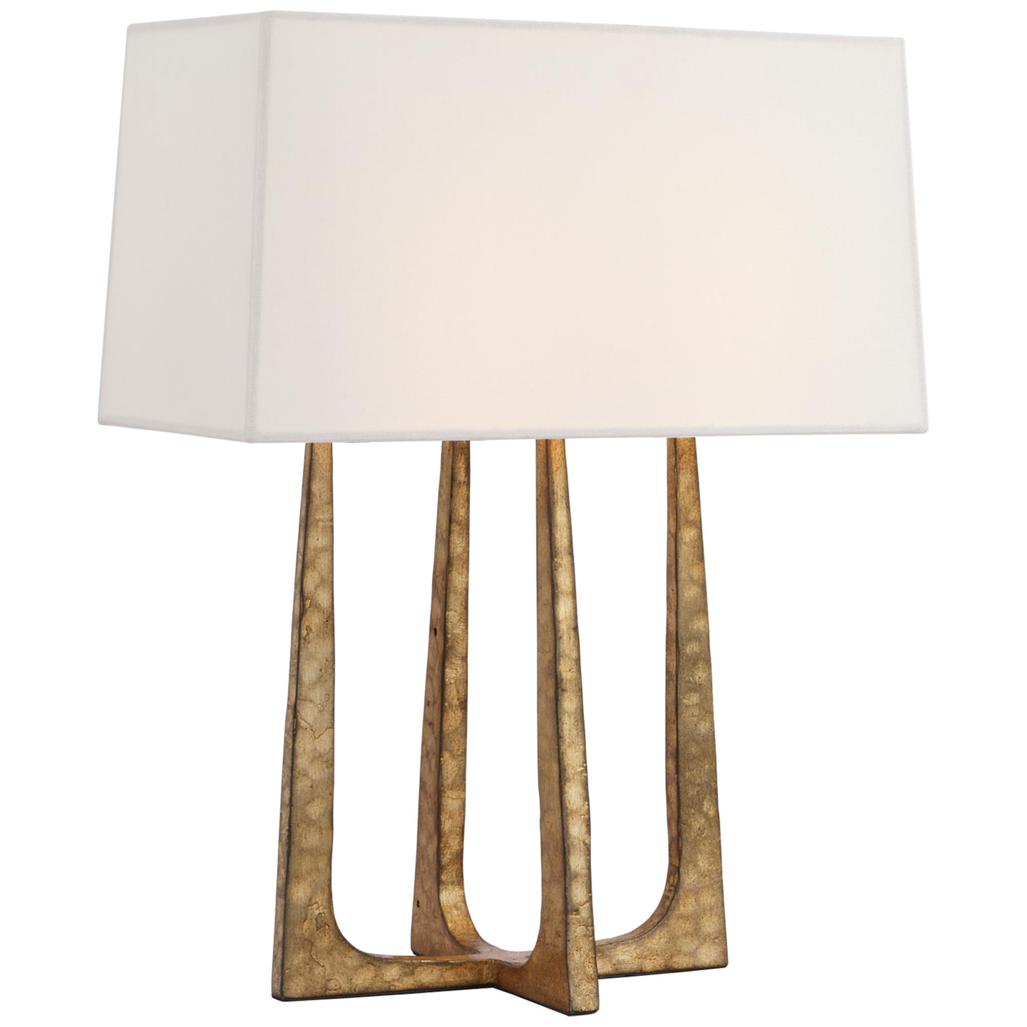 Shown in Gilded Iron finish and Linen Rectangle shade